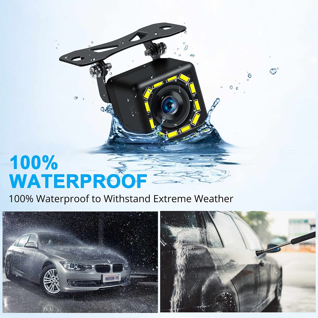 Inclake Car Backup Camera, Rear View Camera Ultra Hd 12 Led Night Vision, Waterproof Reverse Camera 140 Wide View Angel With Mul