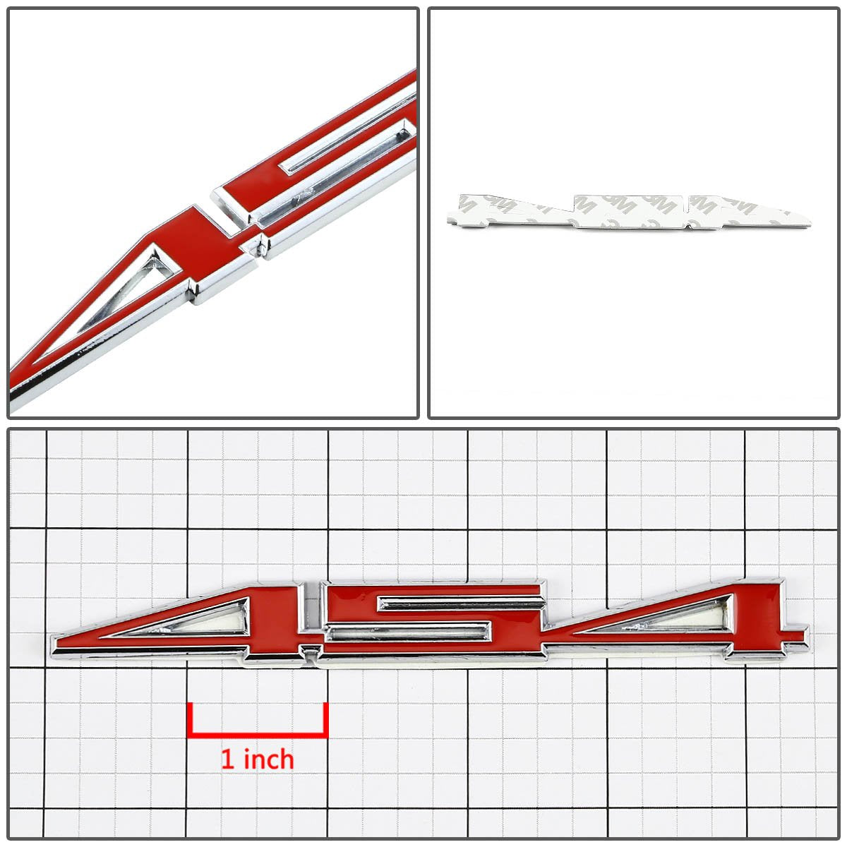 Auto Dynasty Metal Emblem Decal Logo Trim Badge 454 (Red & Silver)