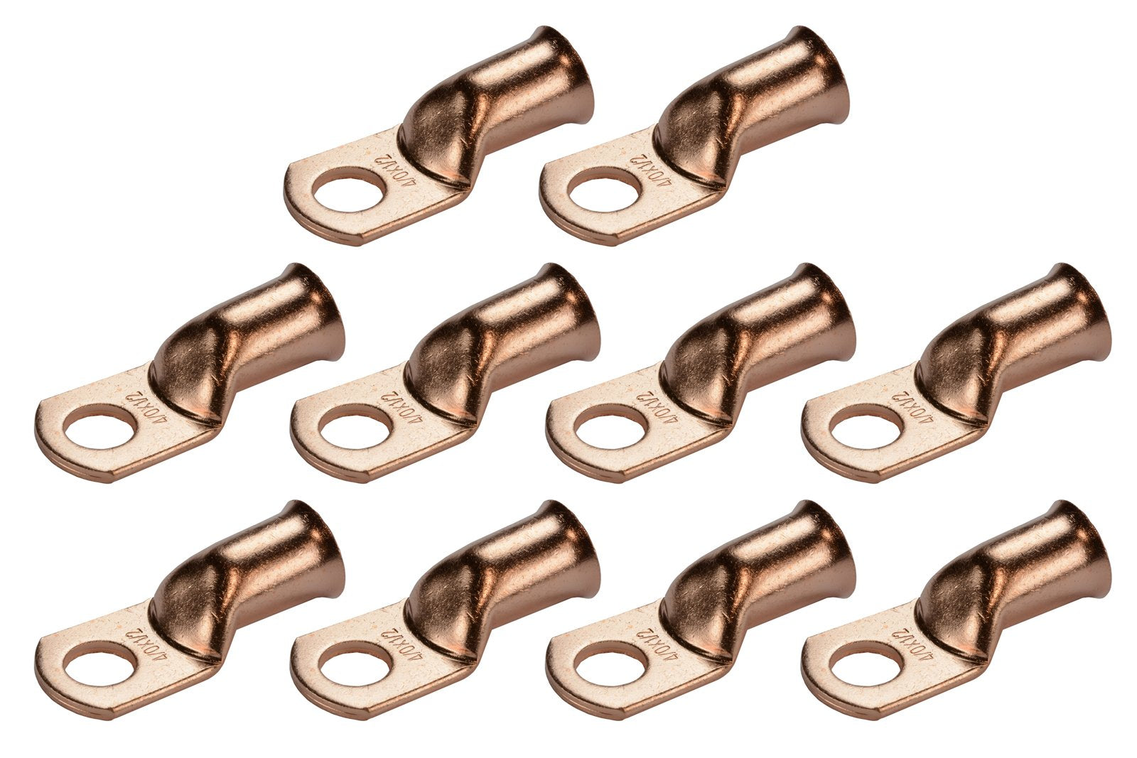 Temco 10 Pack Bare Copper Welding Battery Cable Ends, Lugs Terminal 4/0 Awg 1/2 '' Hole (6 Awg To 1/0 Awg Options Available)