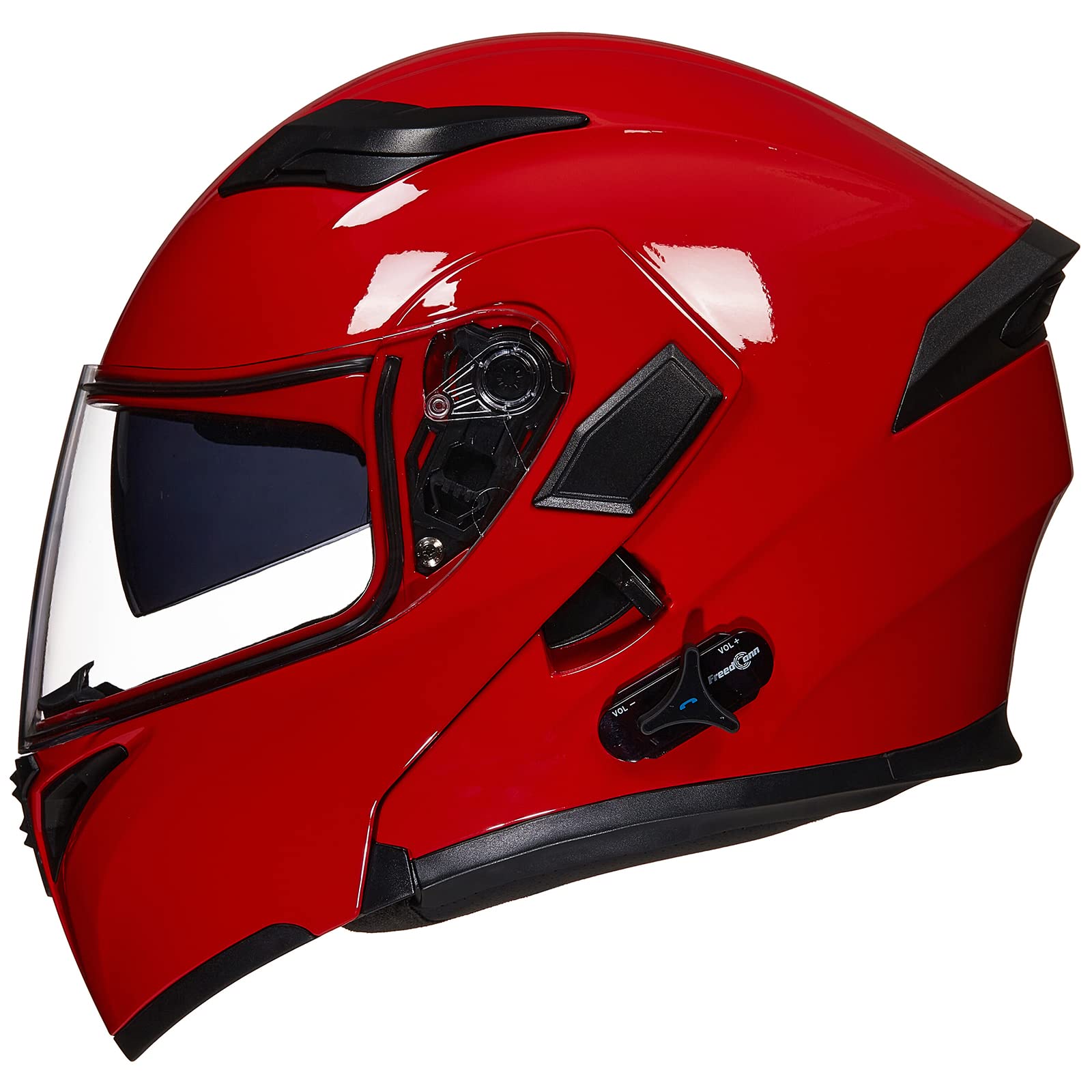 Ilm Bluetooth Motorcycle Helmet Modular Flip Up Full Face Dual Visor Mp3 Intercom Fm Radio Dot Model 902Bt(Bright Red, Medium)
