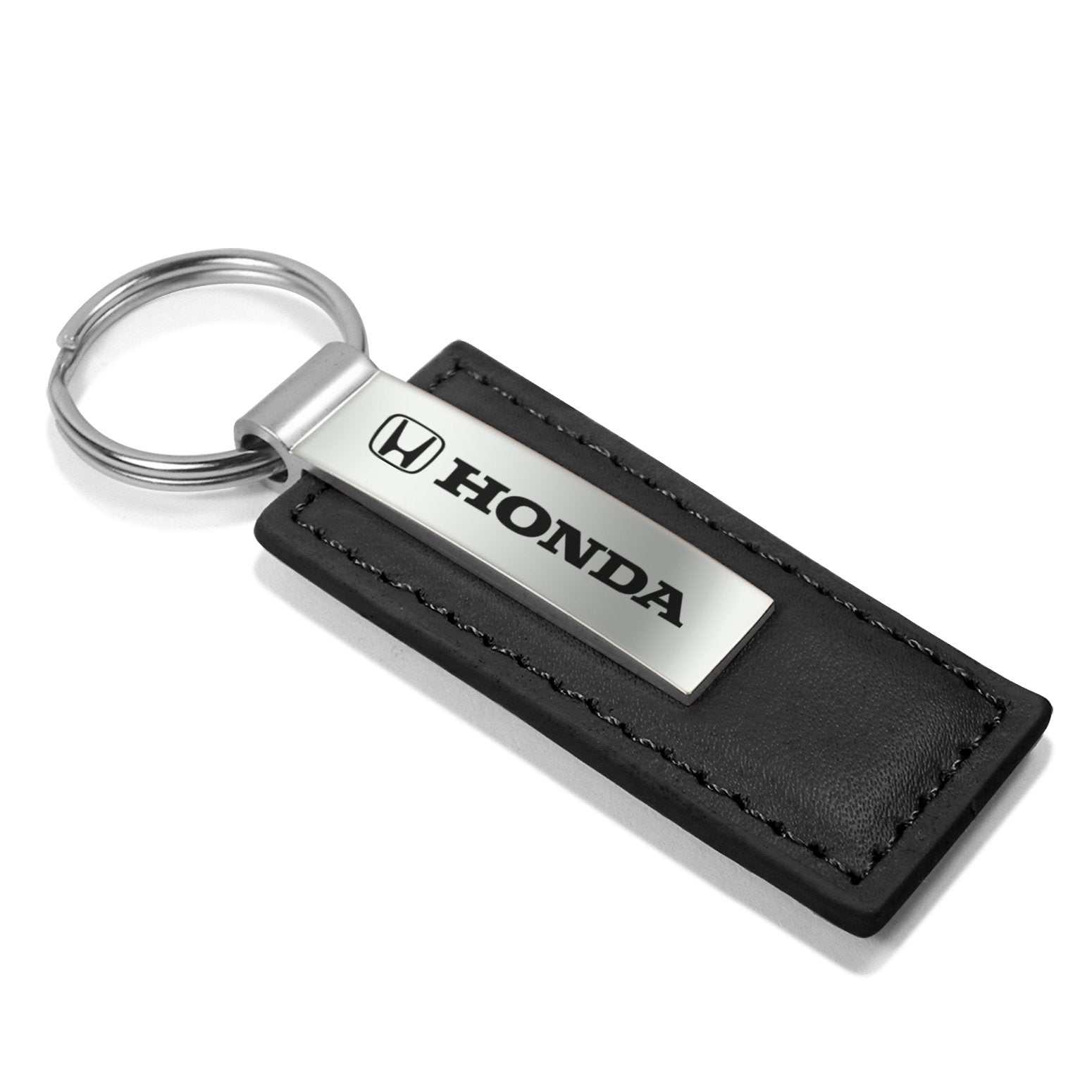 Au-Tomotive Gold, INC. Honda Logo Black Leather Key Chain Keychain Keyring, Official Licensed
