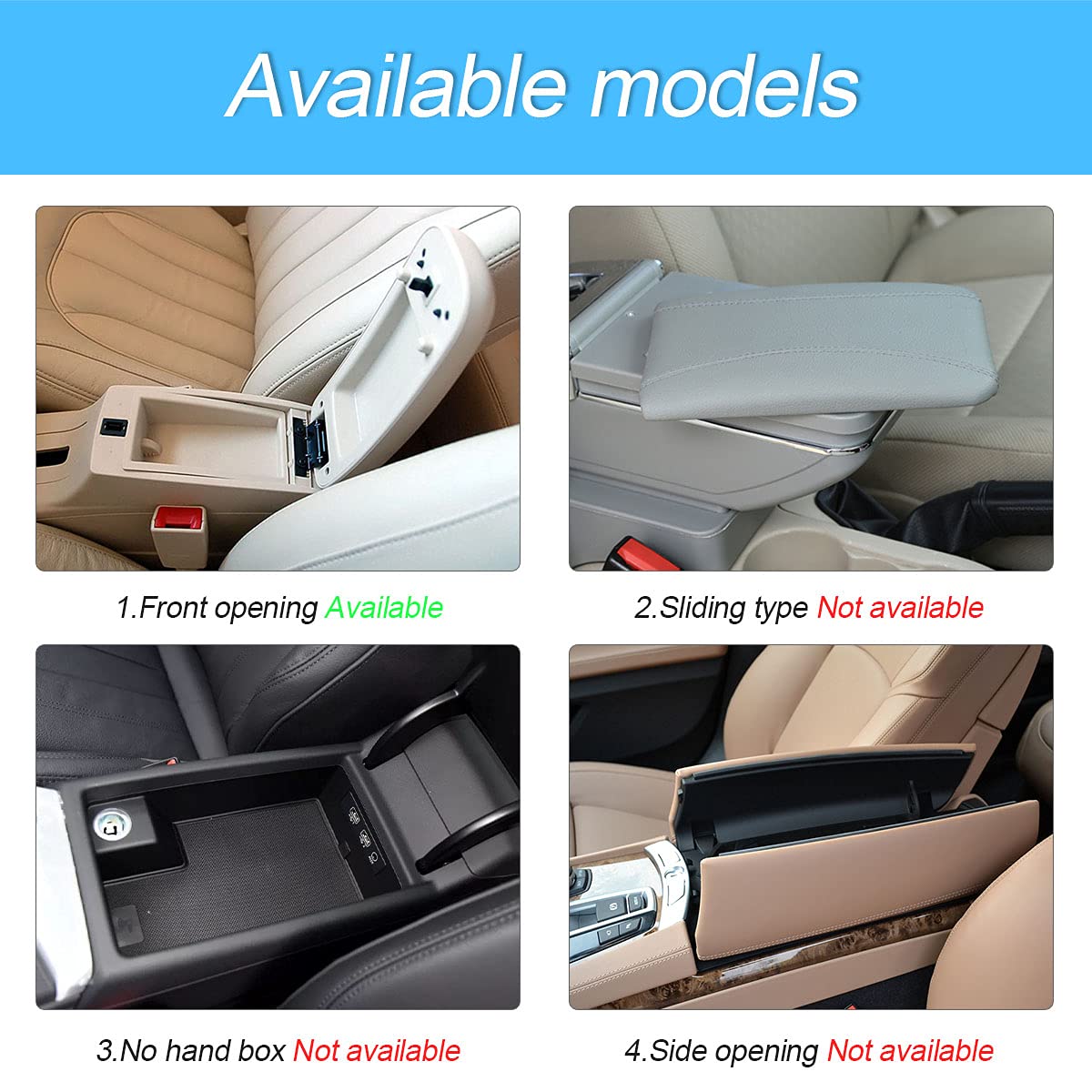 8Sanlione Car Leather Center Console Cushion Pad, 11.4''X7.4'' Waterproof Armrest Seat Box Cover Fit For Cars, Vehicles, Suvs, C