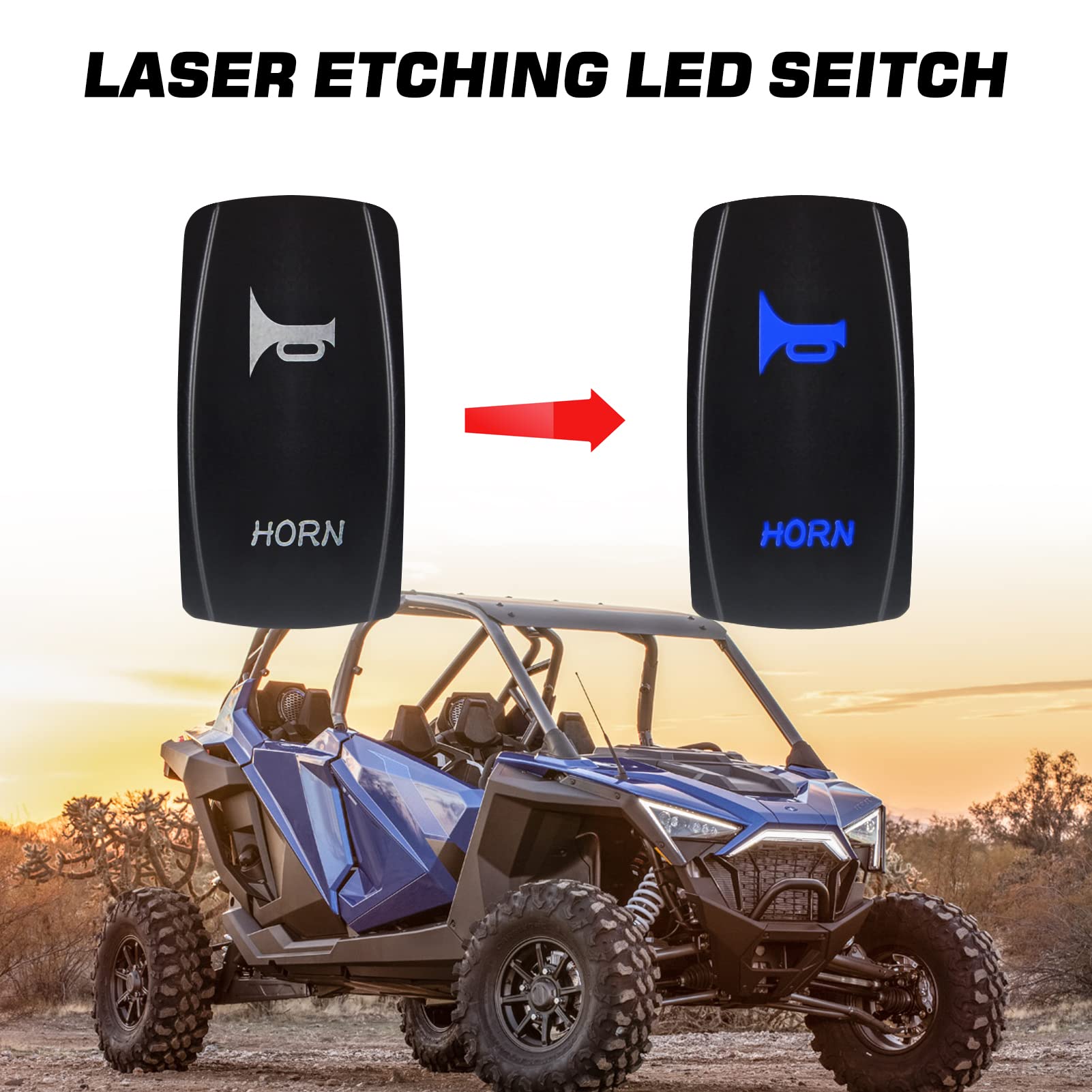 Loud Utv Horn Kit,Rzr Horn Kit With Rocker Switch 12V For Polaris Rzr Ranger, Pro Xp, Can Am, Up To 2021