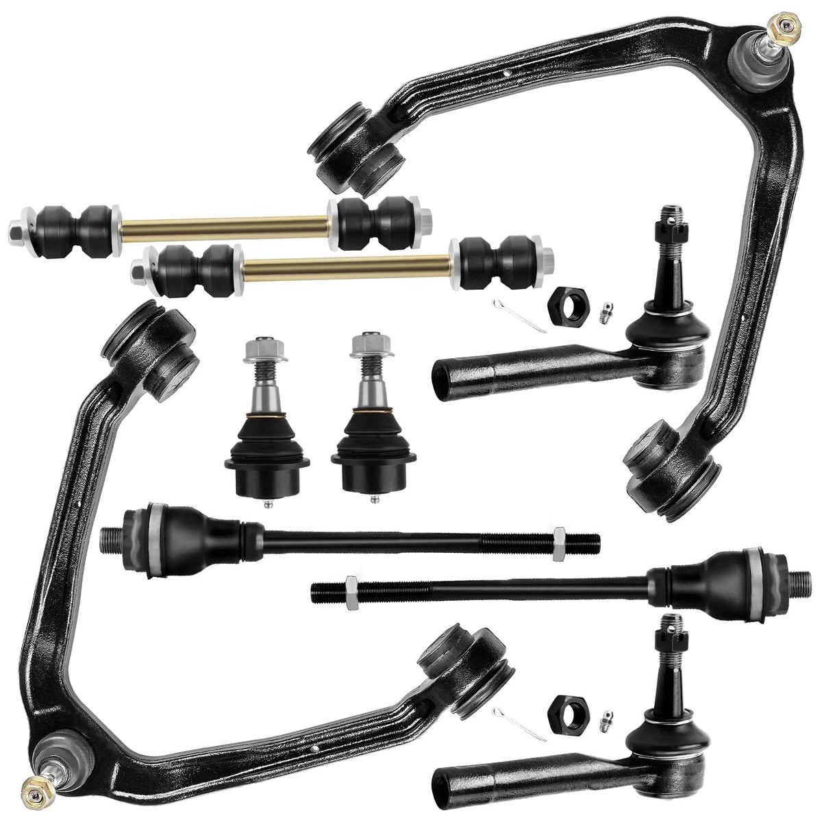 SCITOO 10pcs Front Suspension Kit Upper Control Arm Inner Outer Tie Rod End Sway Bar Link Lower Ball Joint Fit 1999-2006 For Che