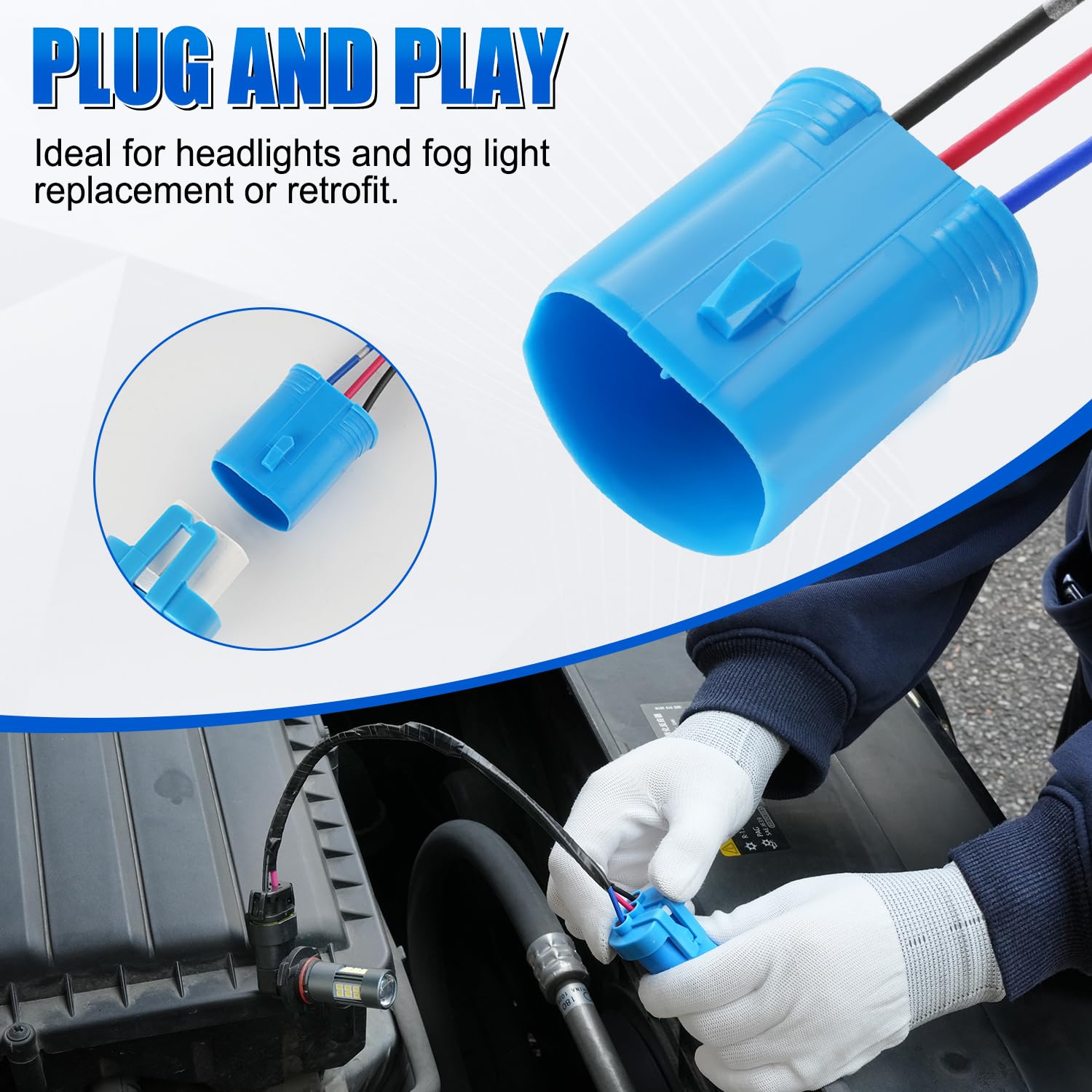 Ibrightstar 9007 9004 Hb1 Hb5 Male Nylon Adapter Wiring Harness Sockets Wire For Headlights Or Fog Lights