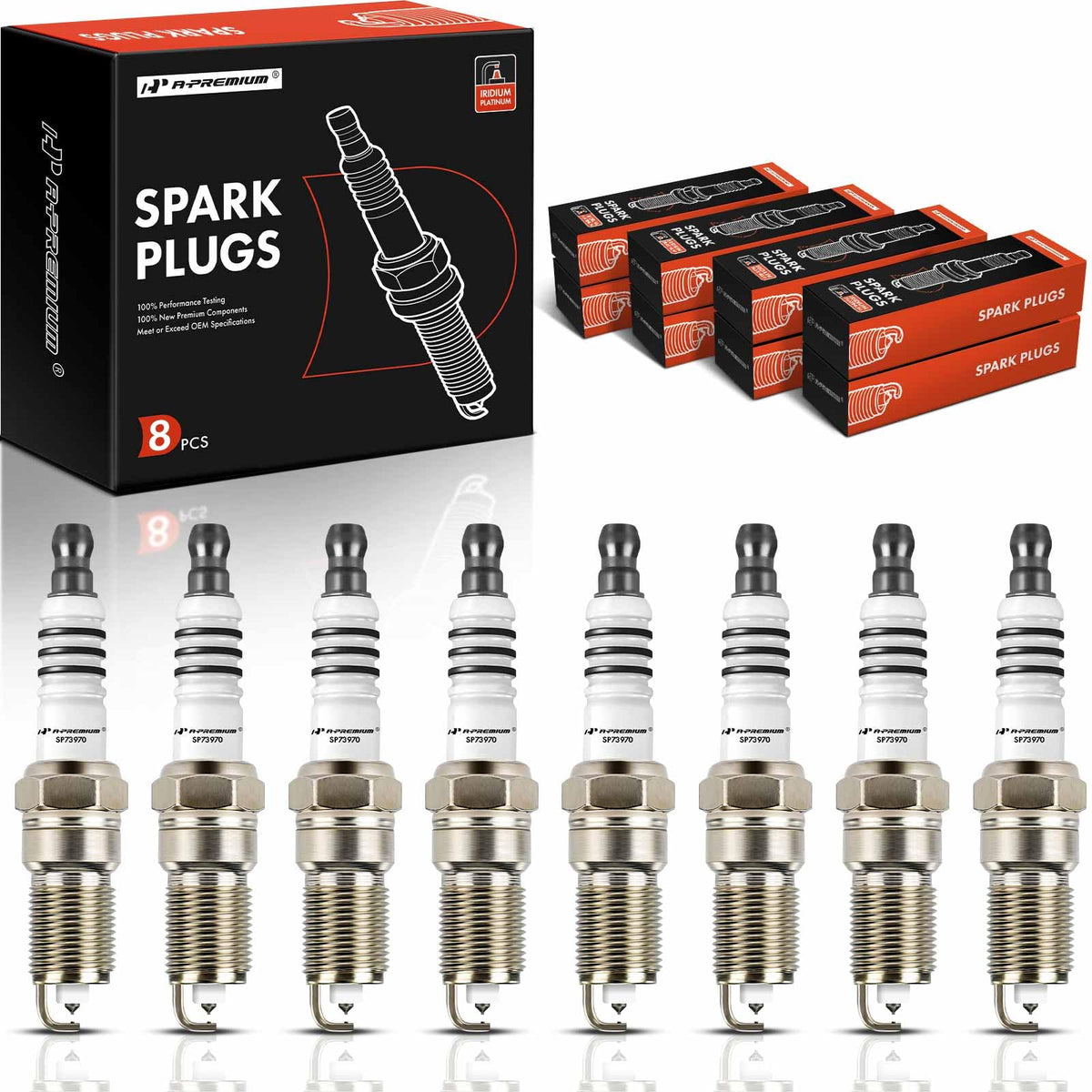 A-Premium Iridium Platinum Spark Plugs Compatible with Cadillac CTS Escalade, Chevrolet Silverado Tahoe Suburban, GMC Sierra Yuk