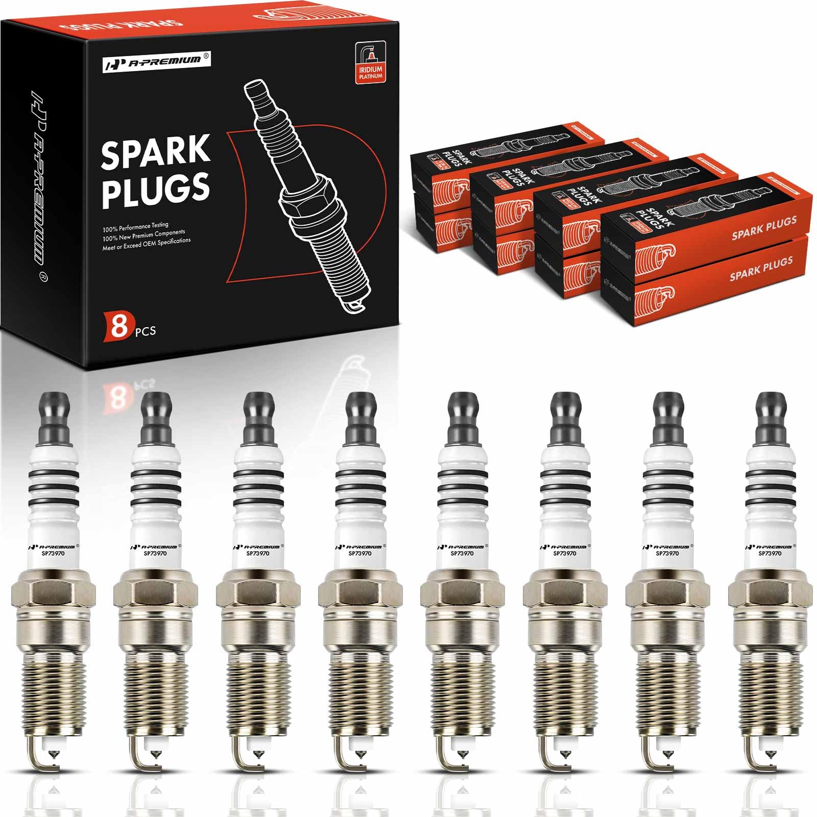 A-Premium 7397 Iridium Platinum Spark Plugs (8 Packs) Compatible With Chevrolet, Buick, Cadillac Cars - Impala, Tahoe, Camaro, Colorado, Lacrosse, Srx, Escalade, Cts, Corvette, V8 4.6L-6.0L, 1993-2014