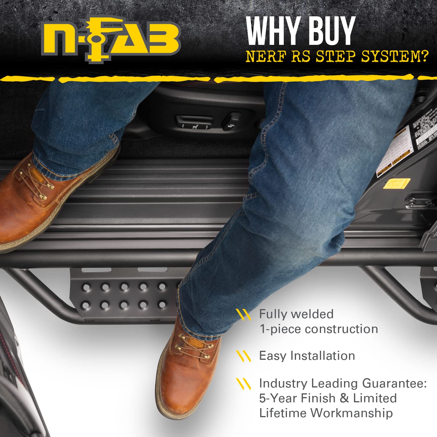 Realtruck Nerf Rs Steps For Toyota Tundra | Cab Length, Steel, Textured Black | 707418612 | Fits 2007-2021 Toyota Tundra Crewmax