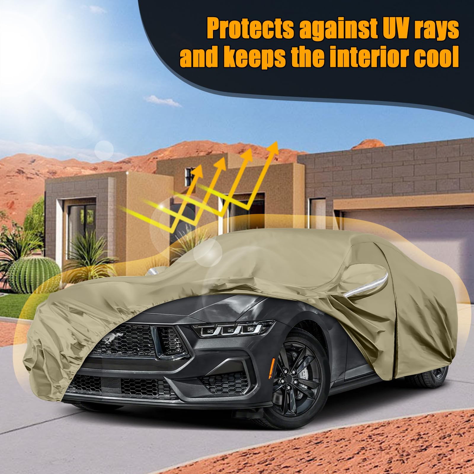 Waterproof Car Covers Replace for 1994-2025 Ford Mustang, Multilayer Heavy Duty with Cotton Liner All Weather Custom-fit Car Cov