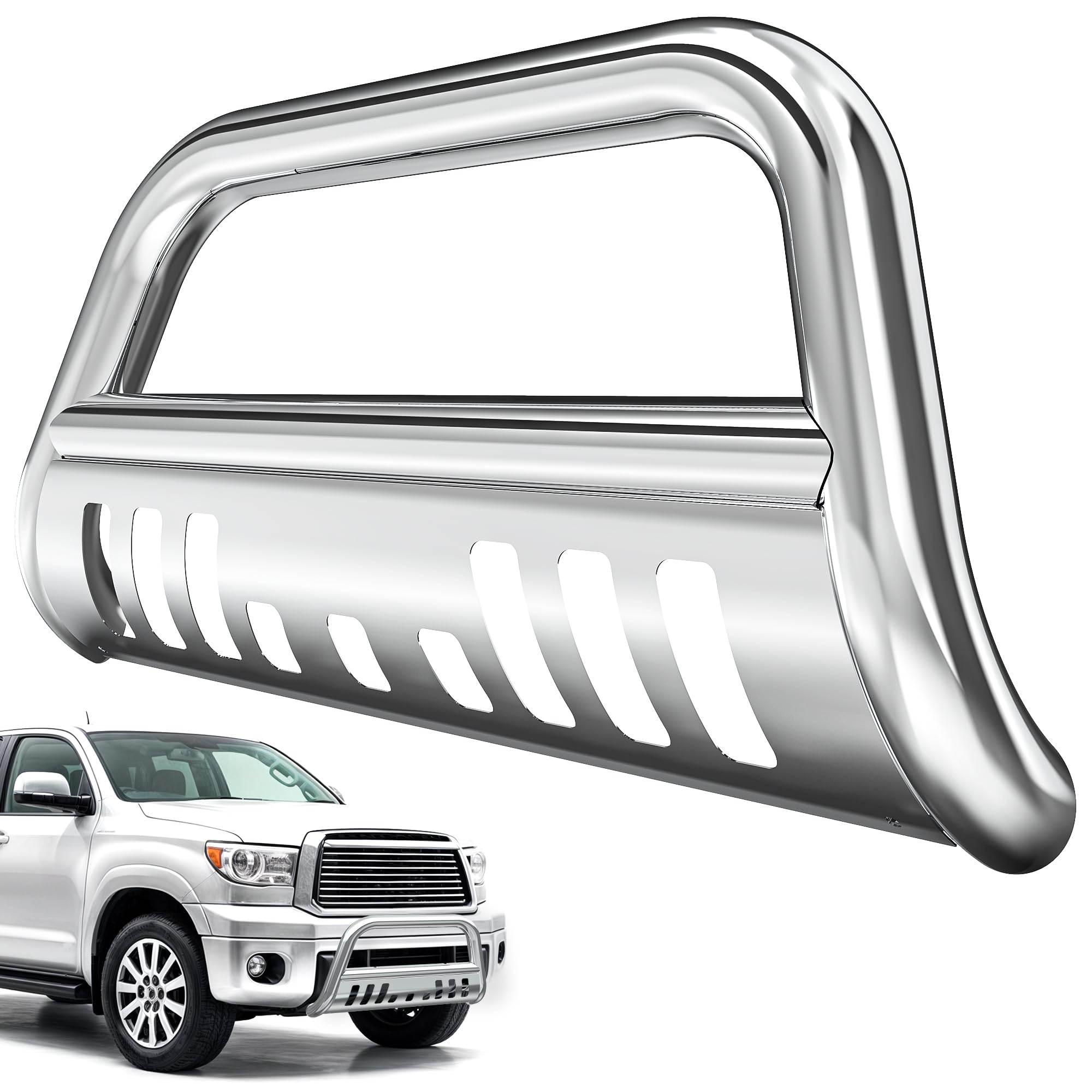 Autosaver88 Bull Bar Compatible For 2004-2023 Ford F150 F-150 Stainless Chrome Bull Bar 3'' Push Front Bumper Grill Grille Guard
