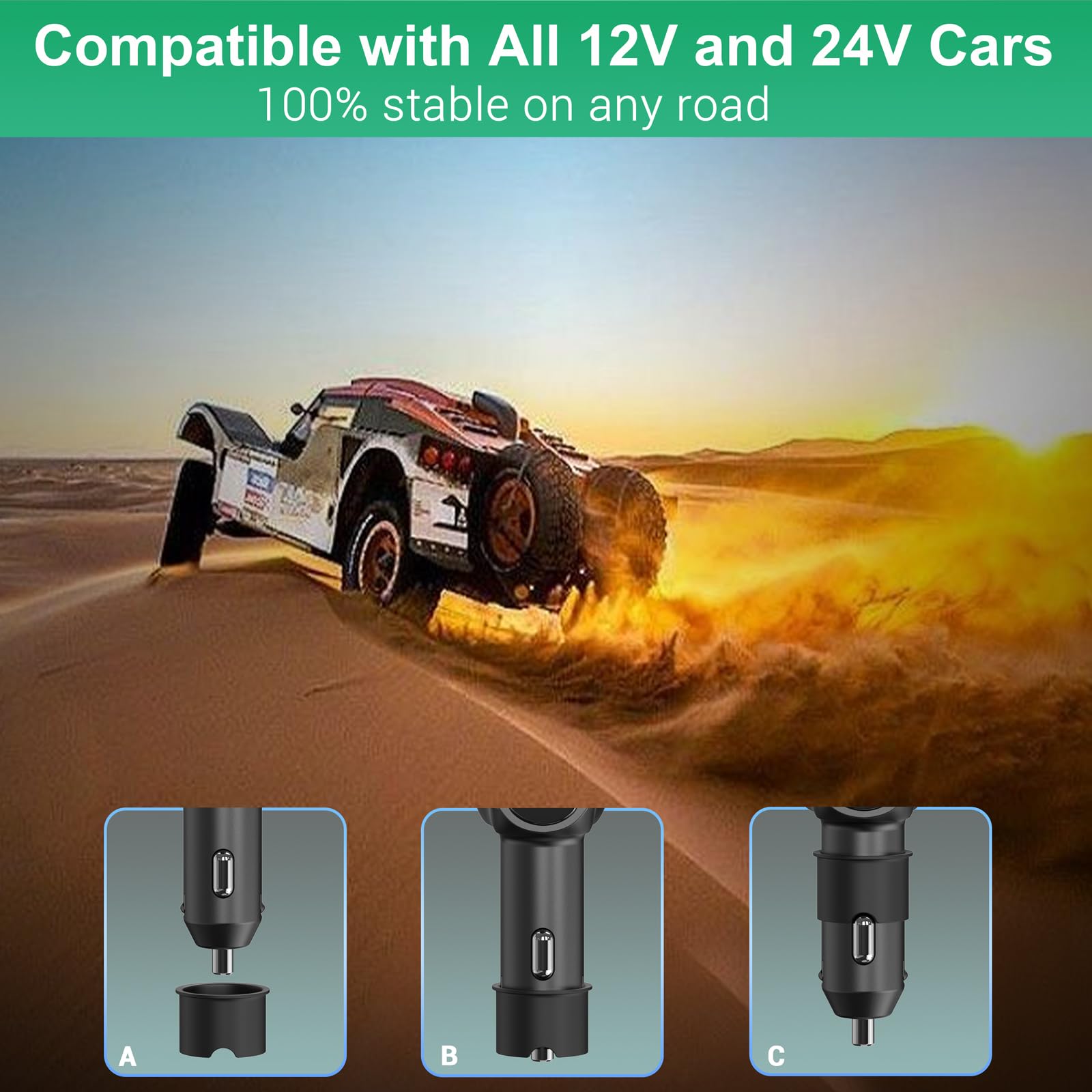 Cigarette Lighter Splitter: Usb C 12V Car Charger Adapter 2 Socket Type C Multi 12 Volt Power Outlet 24V Dc 80W With Led Voltmet