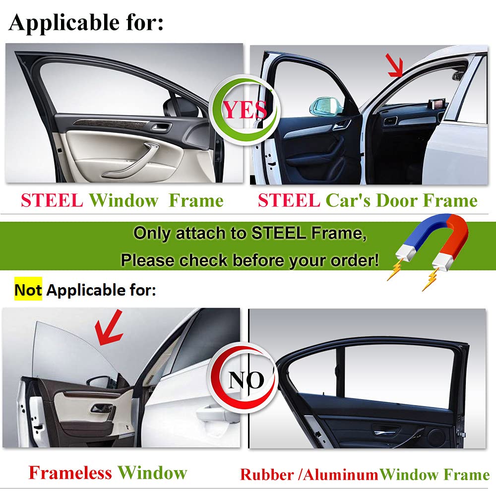 Ovege Car Side Window Sun Shade Mesh Suction Magnetic Car Curtain Uv Protection (Semi-Transparent, Front Seat 2Pcs-)