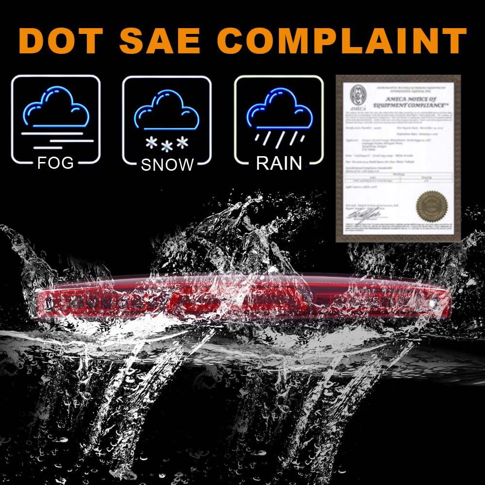 G-Plus Led Third 3Rd Brake Light Compatible With Dodge Ram 2500 3500 2003-2006 High Mount Stop Cargo Lamp Red Lens Chrome Housin