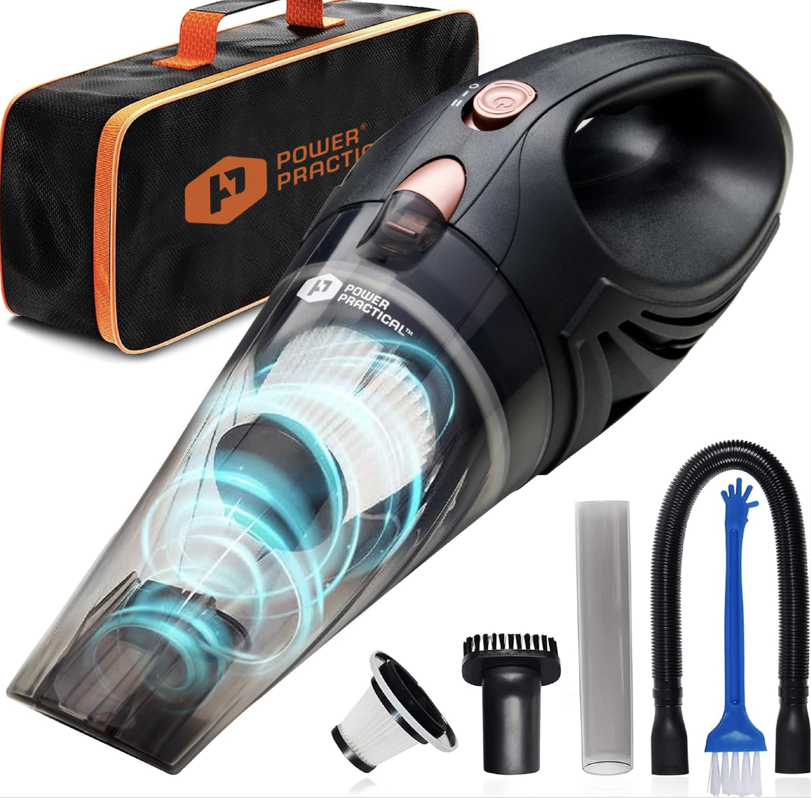 Power Practical Handheld Vacuum Cordless - Rechargeable Portable Car Vacuum W/Strong Suction- Small, Mini Vacuum Cleaner For Car