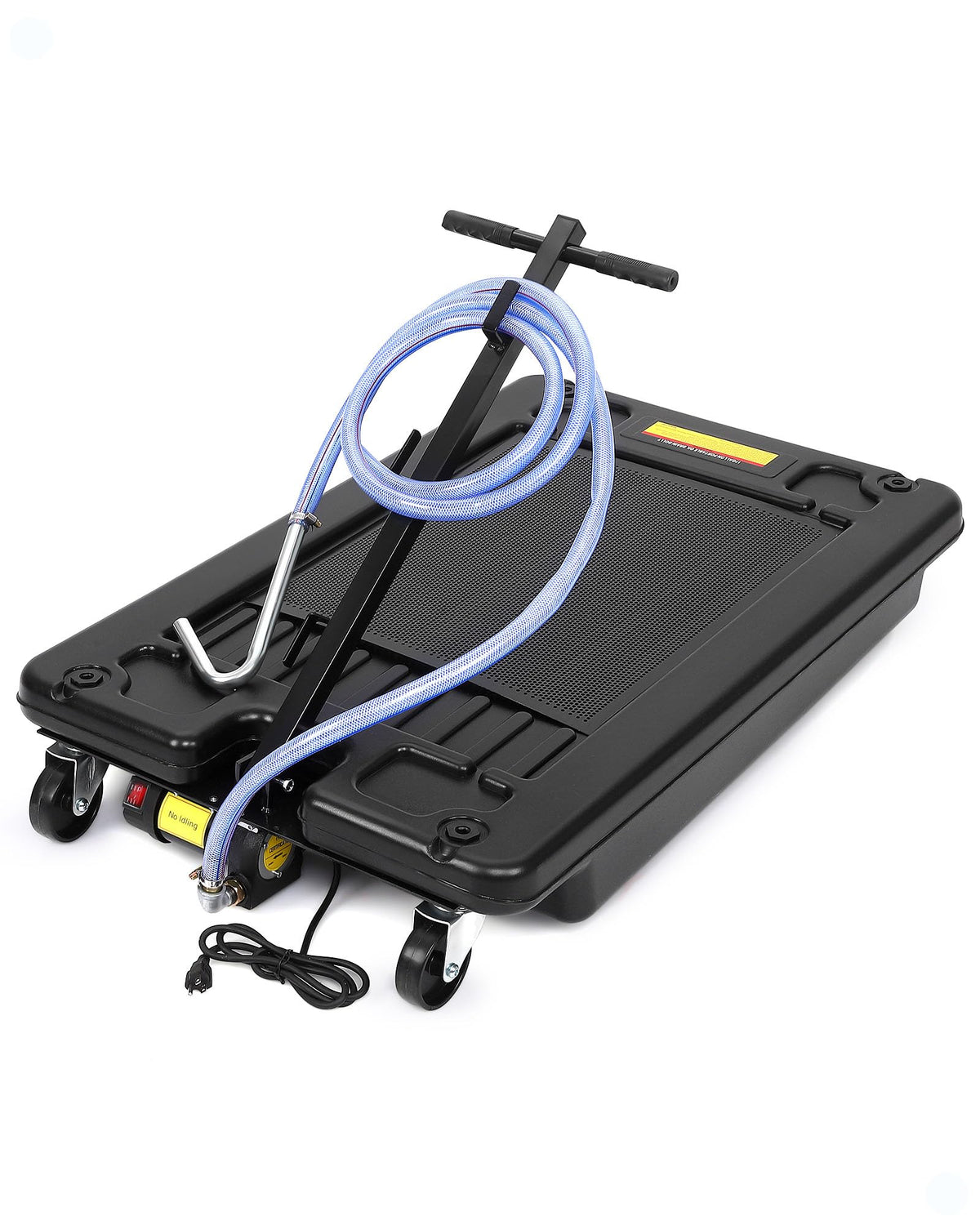 DEXSO 17 Gallon Electric Oil Drain Pan with 110V Pump & 8 Ft Hose, Low Profile & T Folding Handle Oil Drain Cart for Truck Cars 