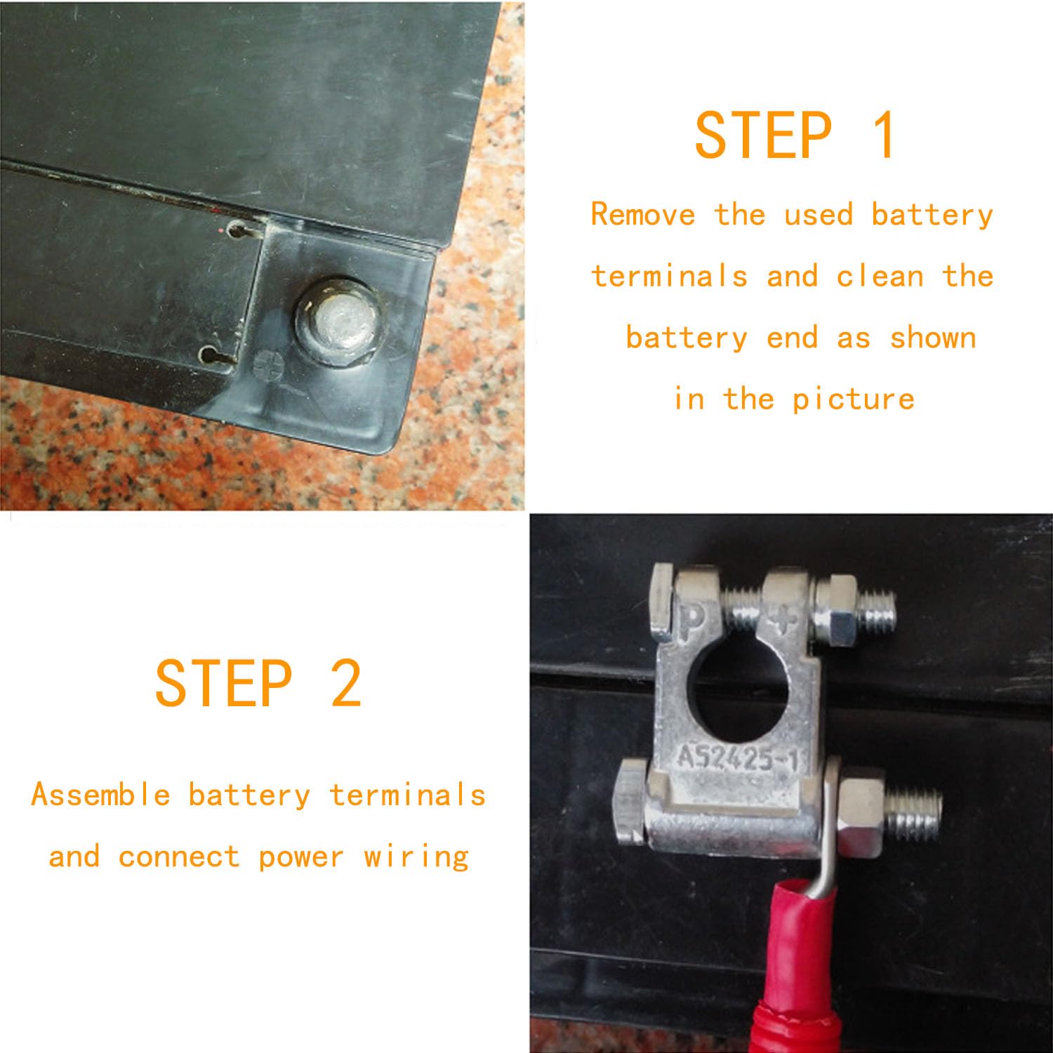 DLronwey Battery Terminal Connectors,Military Spec Positive Negative Heavy Duty Battery Terminals with 8 pcs 2 Gauge 3/8'' Coppe