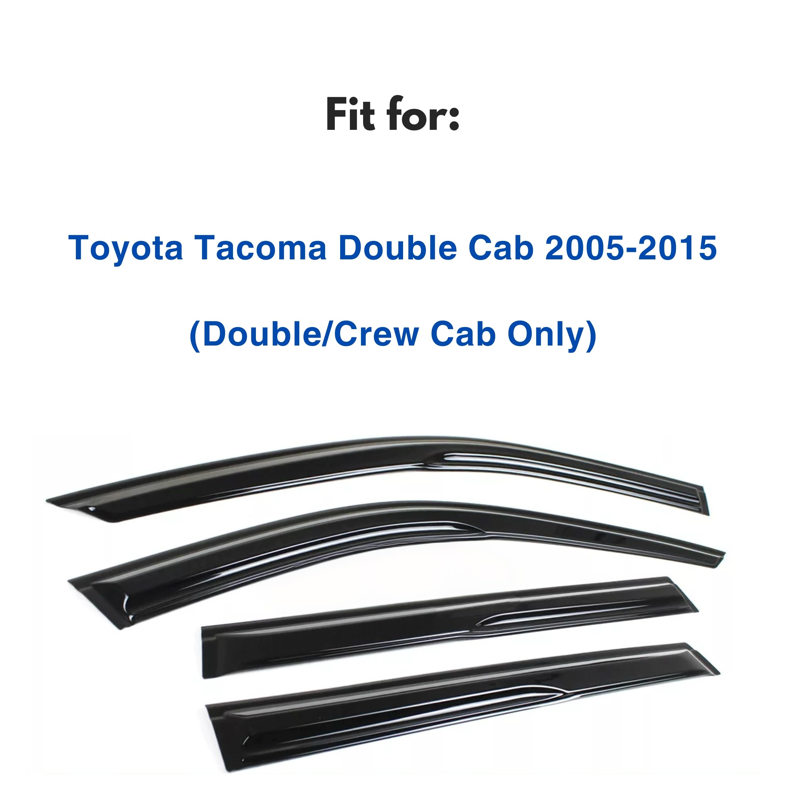 Ig Window Visor For 2005-2015 Toyota Tacoma Double Cab, Rain Guard Tape-On Side Vent Window Deflector Mugen Style, 2006 2007 200