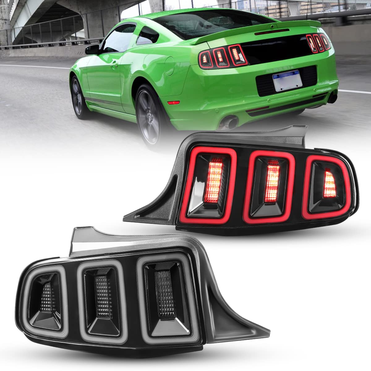 Nixon Offroad Tail Lights For Ford Mustang 2010-2014 Tail Lamps Led Rear Lights Car Rear Lamps Assembly Replacement 1Pair (Black