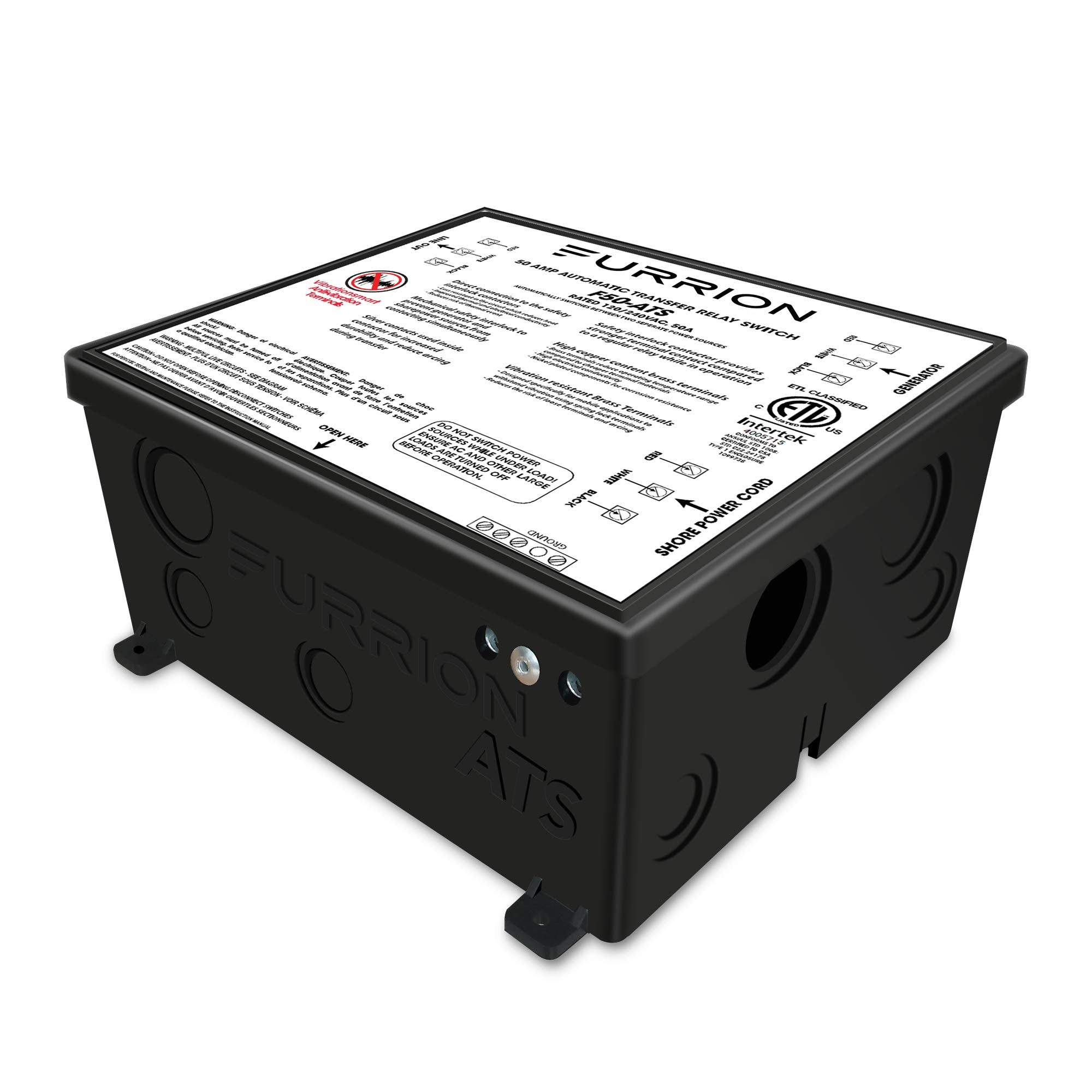 Furrion 50 Amp Automatic Transfer Switch For Rv To Changeover Input Between 125/250Volt Ac Power Sources. With Vibrationsmart & 
