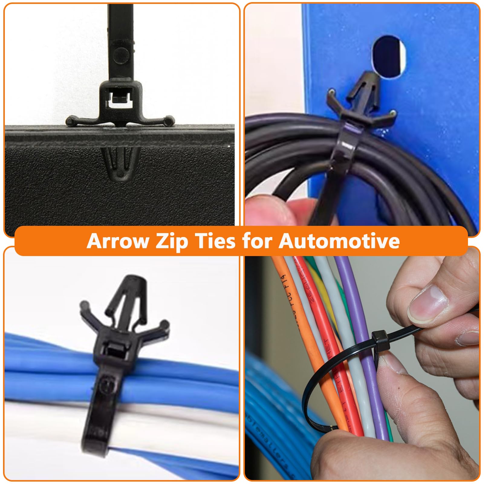 180Pcs Wire Loom Clips For Car Push Mount Zip Ties Assorted Sizes Automotive Fuel Line Cable Ties 6/8 Inch Wire Holder For Car Z