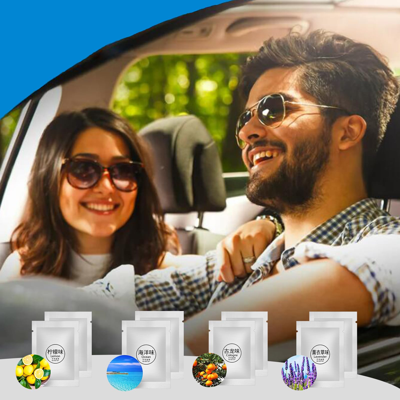 8 Packs Car Air Vent Clip Refills Solid Fragrance Pads, 4 Scents Replacement Tablets Long Lasting Freshener For Cars(Included Le