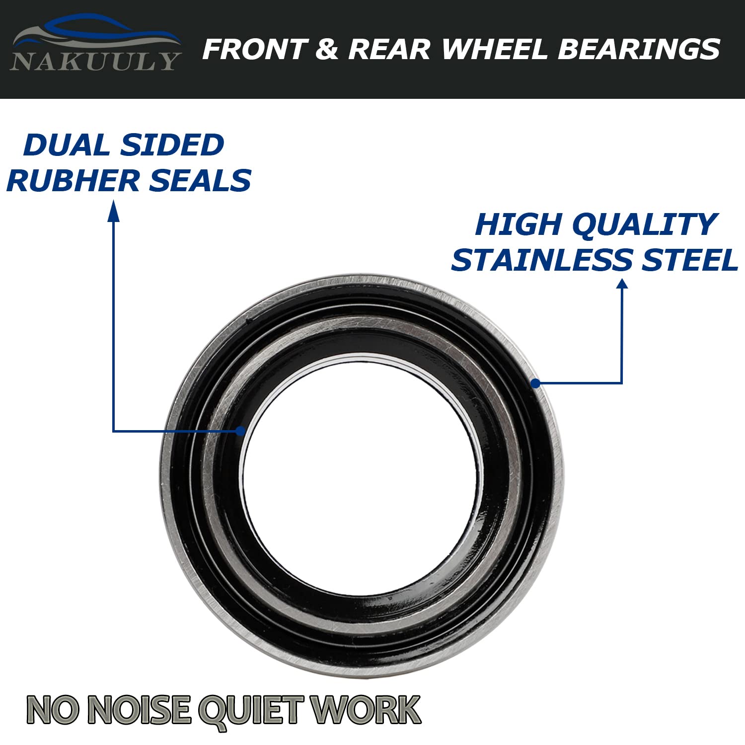 Nakuuly Front and Rear Wheel Bearings Pack of 4 Compatible with Polaris RZR XP 4 900 1000 Turbo Diesel Crew Scrambler Sportsman