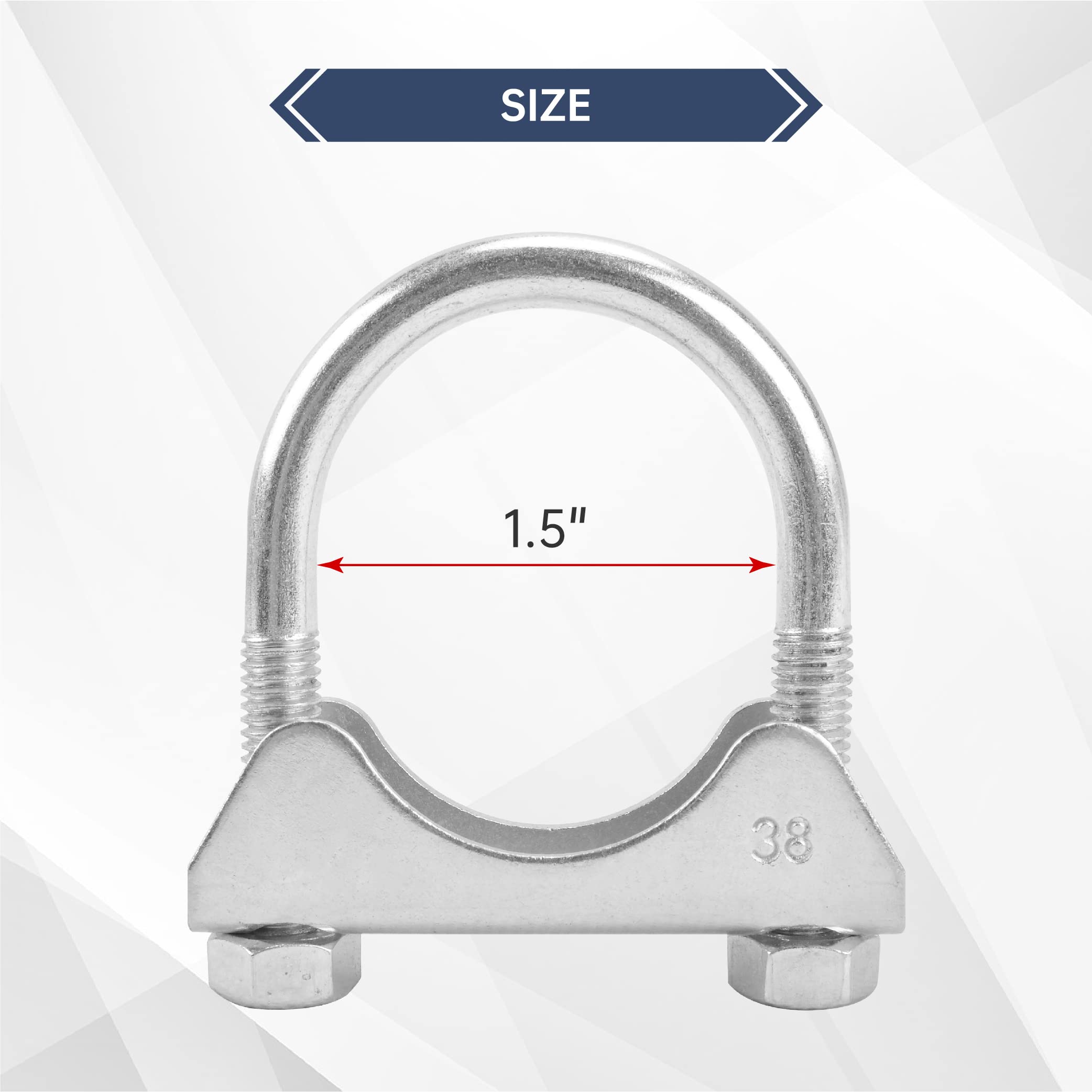Batoneco 1.5'' U Bolt Clamp, Muffler Exhaust Clamps,1-1/2 Inch Saddle Style Heavy Duty Mild Steel(4-Pack)