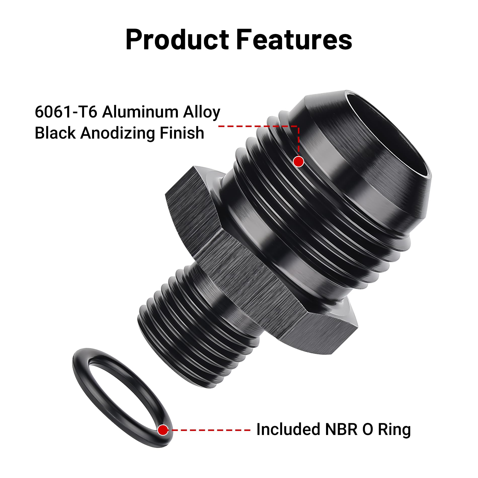 Evil Energy 12An Male Flare To M16 X 1.5Mm Male Metric Fitting Adapter Aluminium Alloy 2Pcs