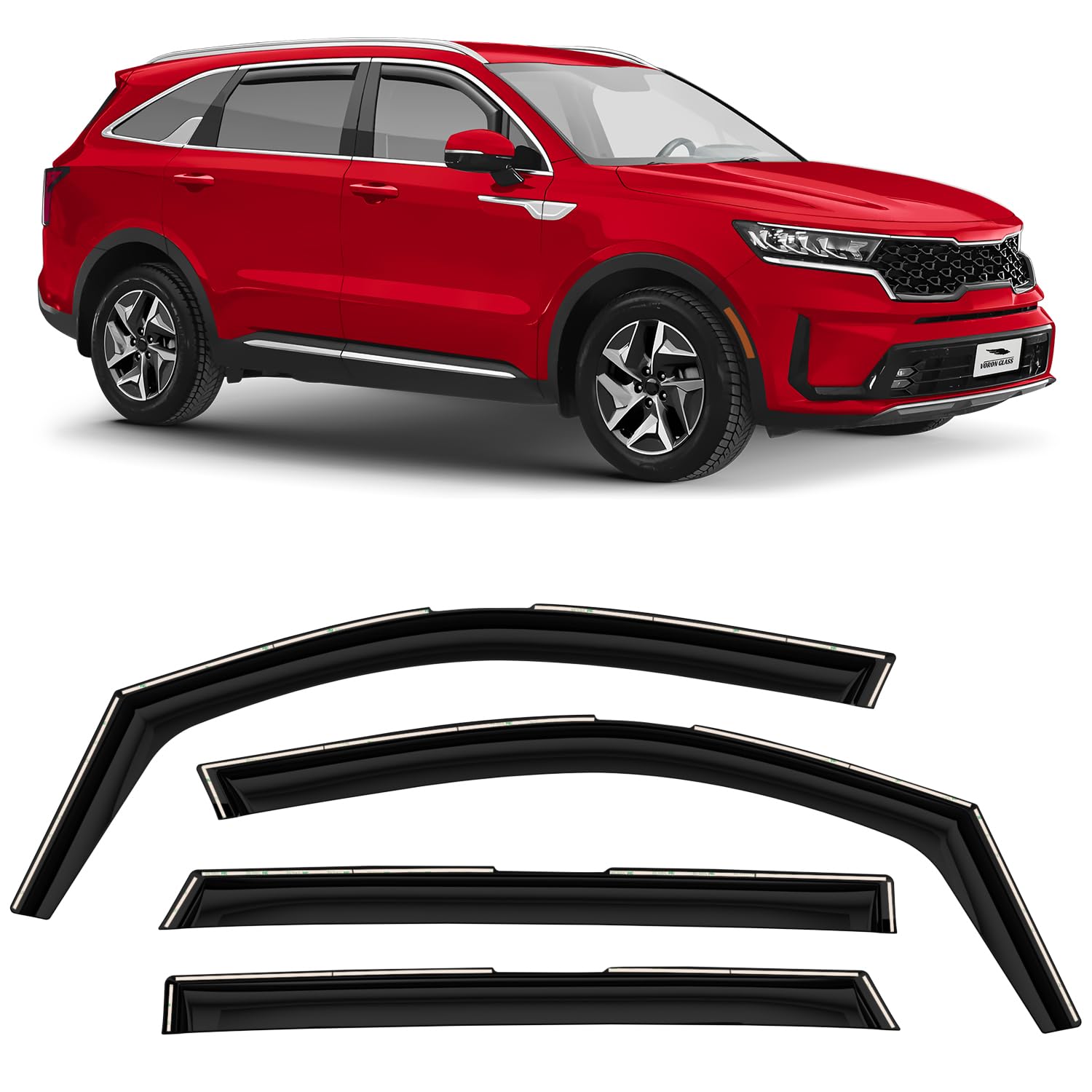 Voron Glass In-Channel Extra Durable Rain Guards For Kia Sorento 2021-2025, Window Deflectors, Vent Window Visors, 4 Pieces - 22