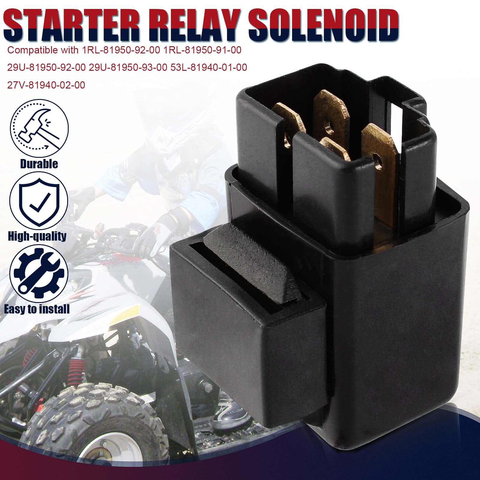 Qazaky Starter Relay Solenoid For Yamaha Badger Big Wheel Big Bear Tracker Bruin Breeze Ce50 Champ Grizzly 80 100 125 200 250 35