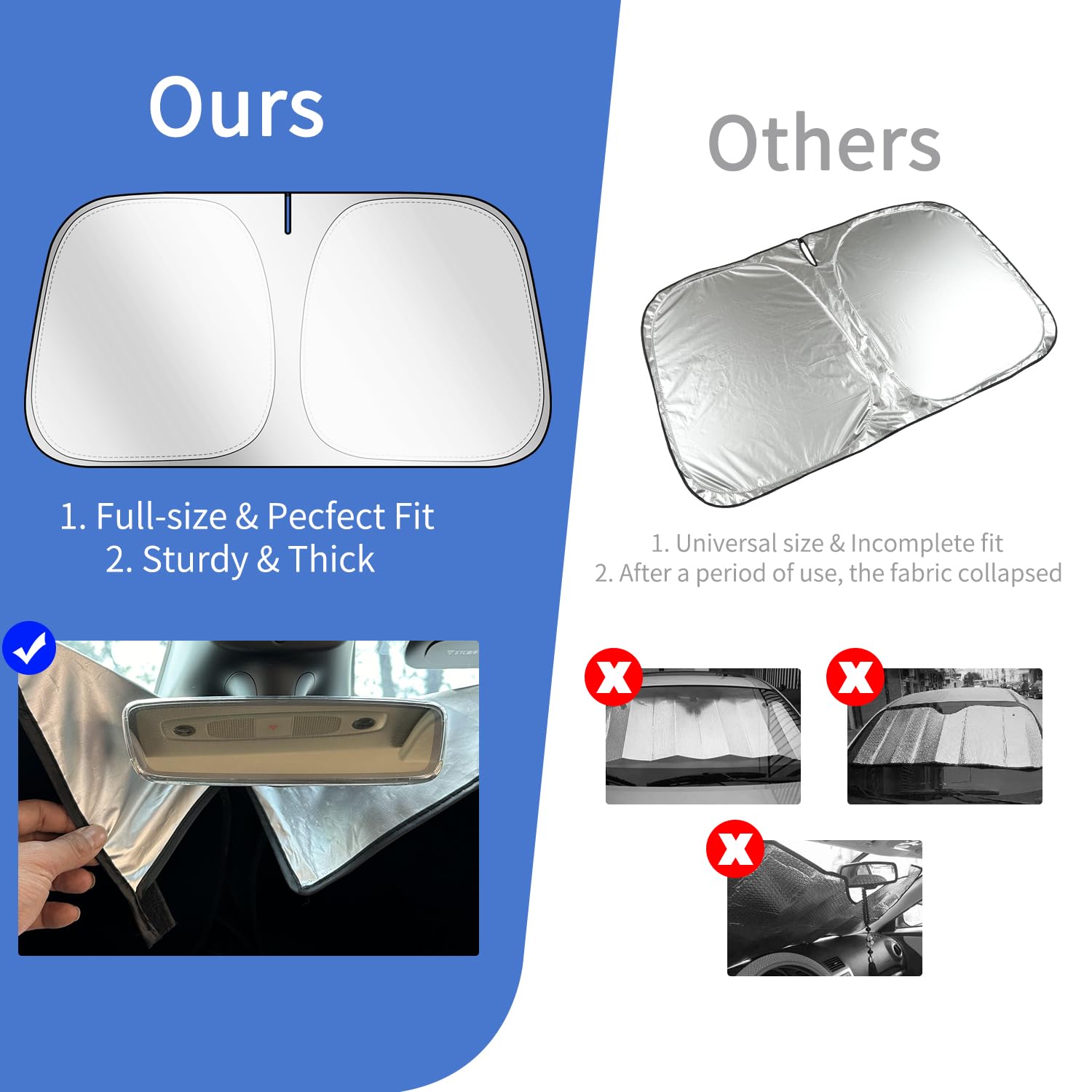 Kboise 2025 Upgrade Professional Windshield Sun Shade For Toyota Tacoma 2016-2025, Innovative No-Light-Pass Technology For Maxim