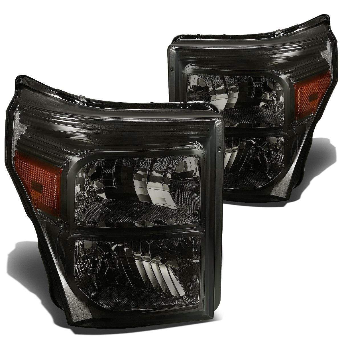Dna Motoring Hl-Oh-Fsu13-Sm-Am Smoke Lens Amber Headlights Replacement Compatible With 11-16 F-250 / F-350 / F-450 / F-550 Super