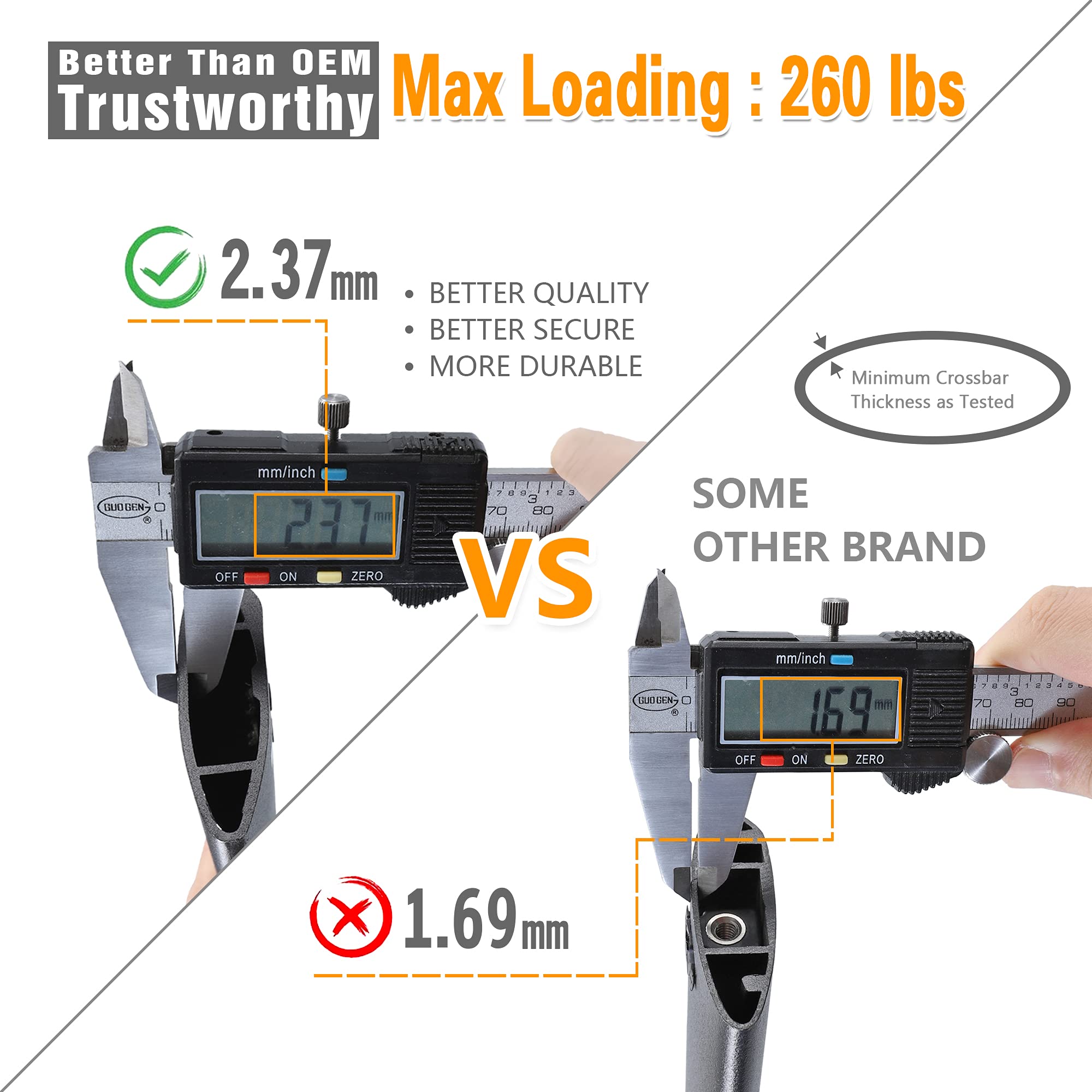 Autekcomma Heavy Duty Roof Rack Cross Bars Replacement For Toyota Highlander 2020-2024(Not Fit Le Models & Grand Highlander),Anti Theft Mechanism Lock With Max 260 Lbs Loading Weight Crossbars