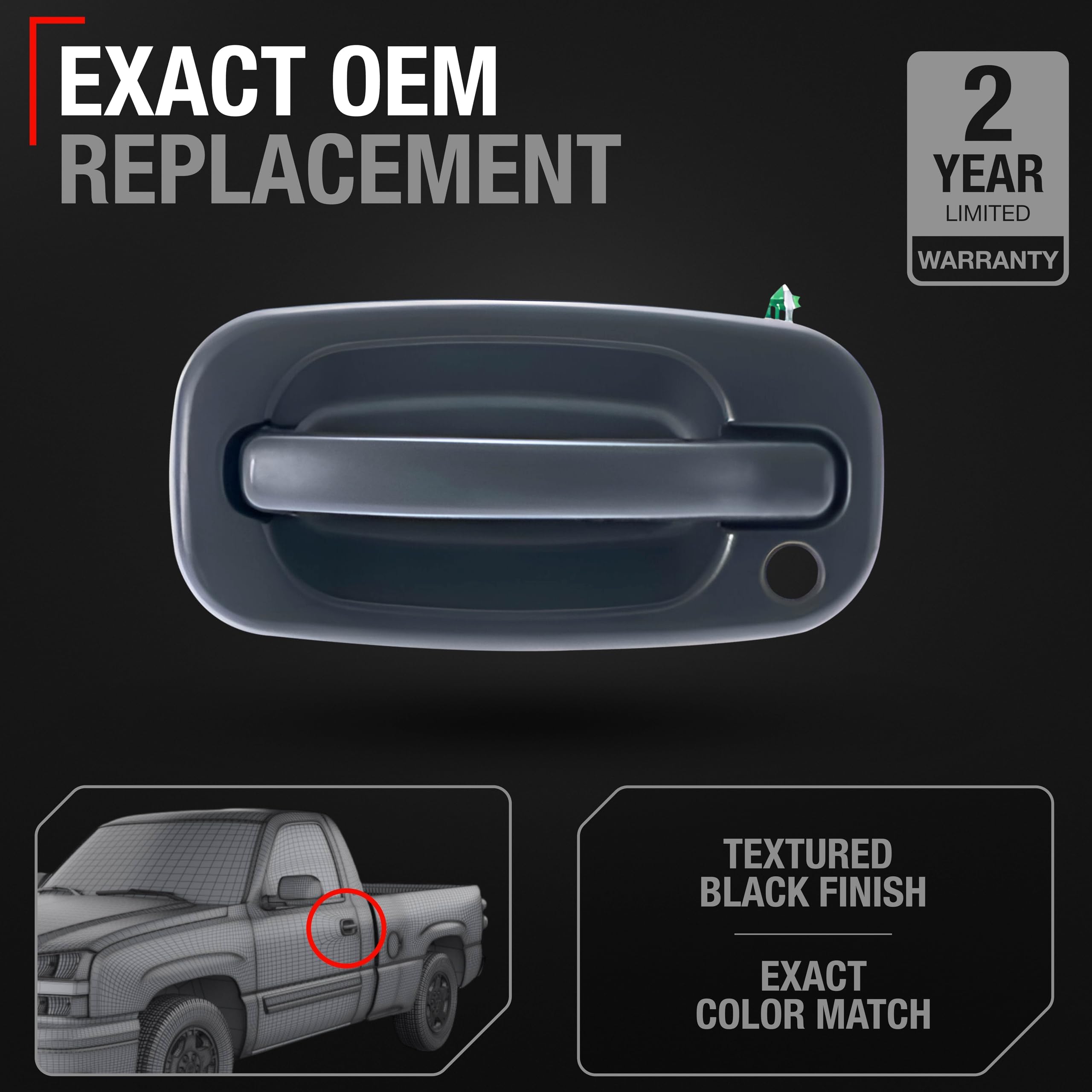 Exterior Front Driver Door Handle - Compatible With 1999-2006 Chevrolet Silverado, 02-06 Avalanche, Suburban, Tahoe; 1999-2006 G