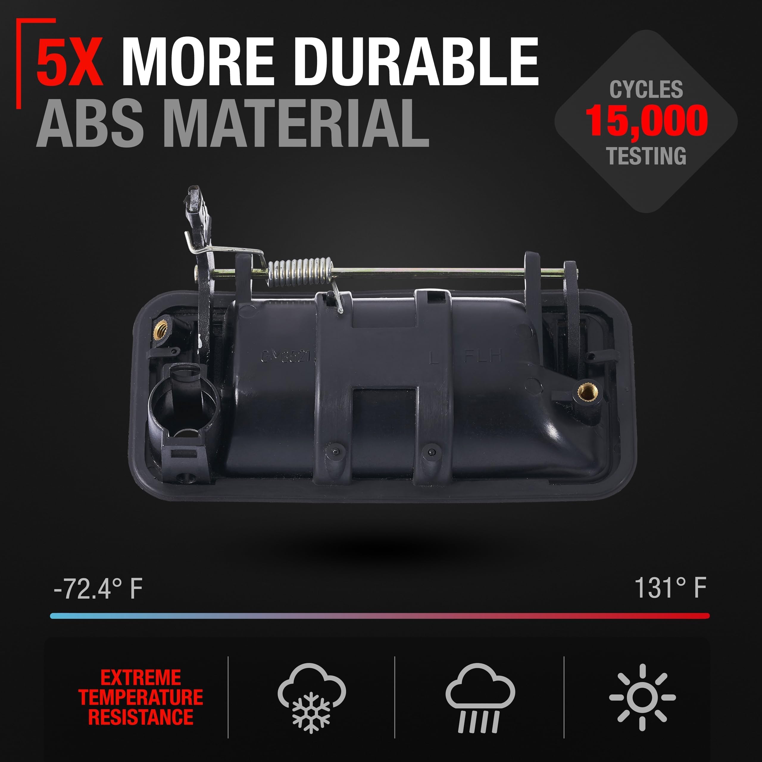 Exterior Front Driver Door Handle, Upgraded Metal - Compatible With 1988-2000 Chevrolet Gmc C1500, K1500, C2500, K2500, K3500, 9