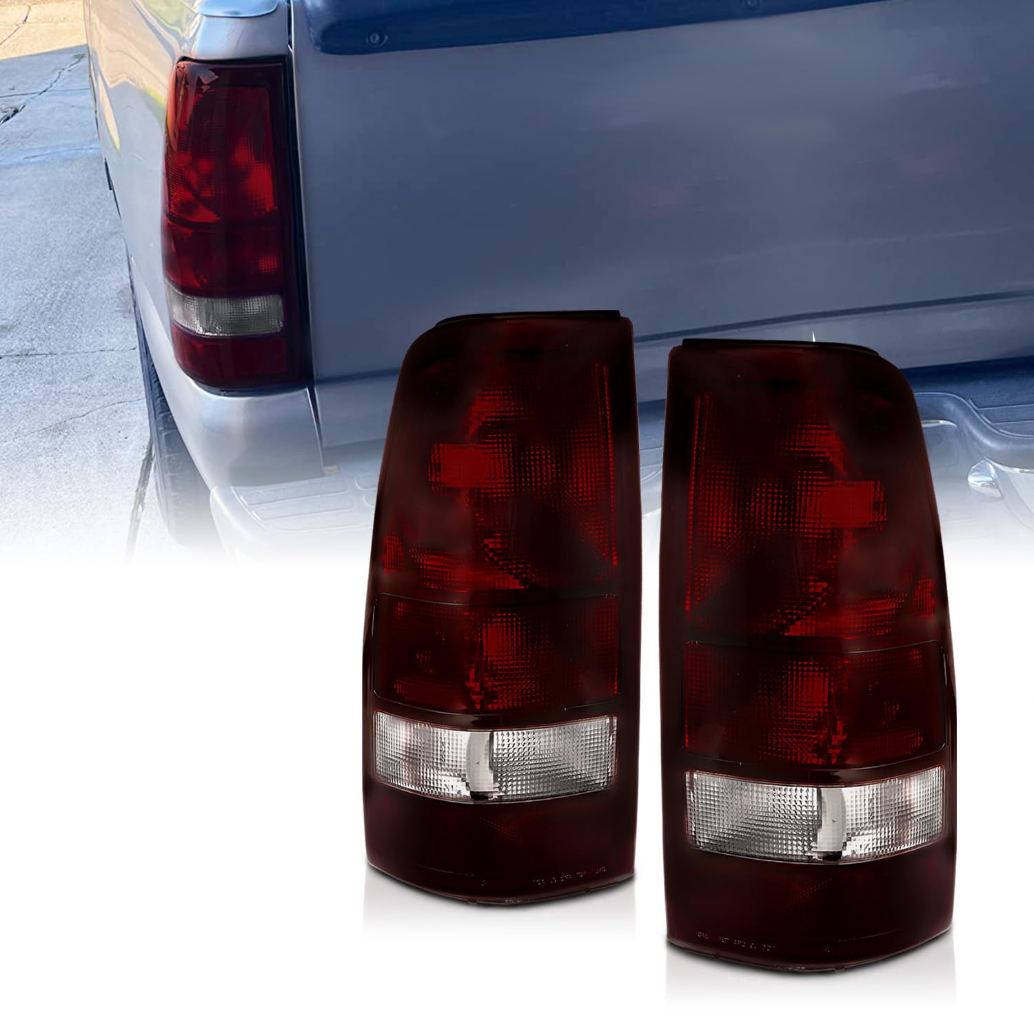 Amerilite Smoke Red Replacement Brake Tail Lights Pair For 1999-2002 Chevy Silverado : 99-2006 Gmc Sierra - Passenger And Driver
