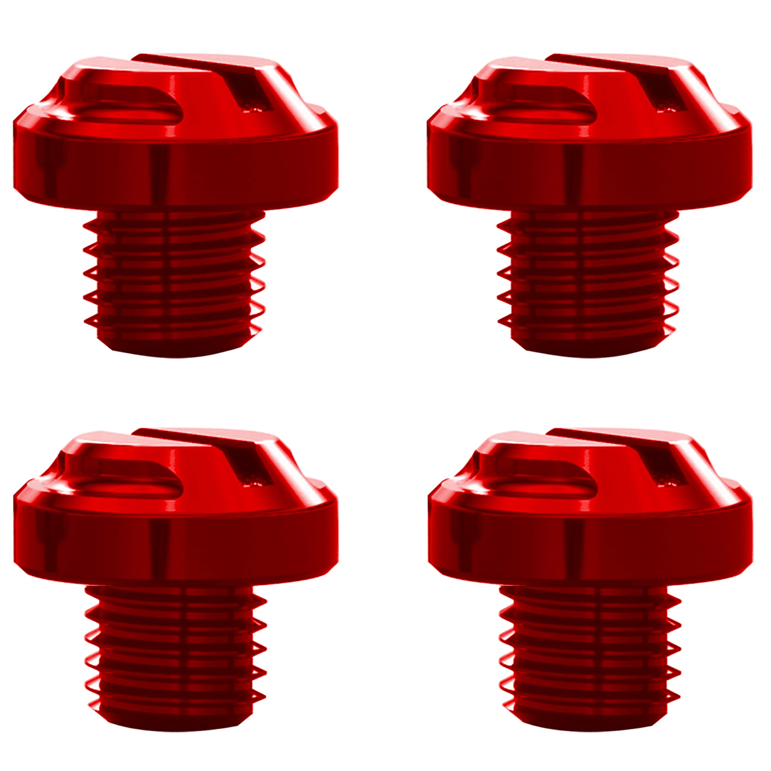Averzella 4Pcs Motorcycle Red Mirror Hole Plugs 2 Regular+2 Reverse M10X1.25 (Red, M10>2 Regular + 2 Reverse)