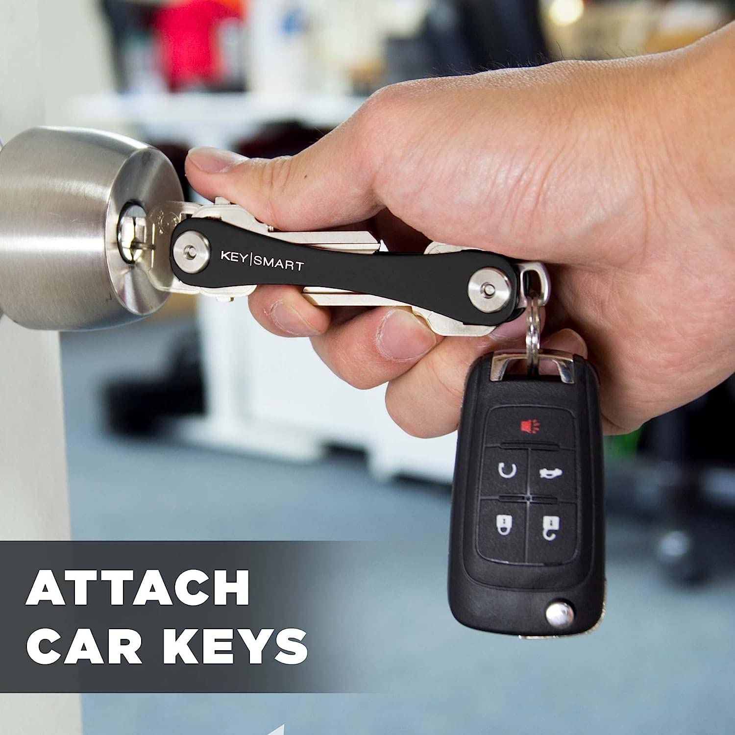 Keysmart Extended - Compact Key Holder And Keychain Organizer (Up To 8 Keys, Black)