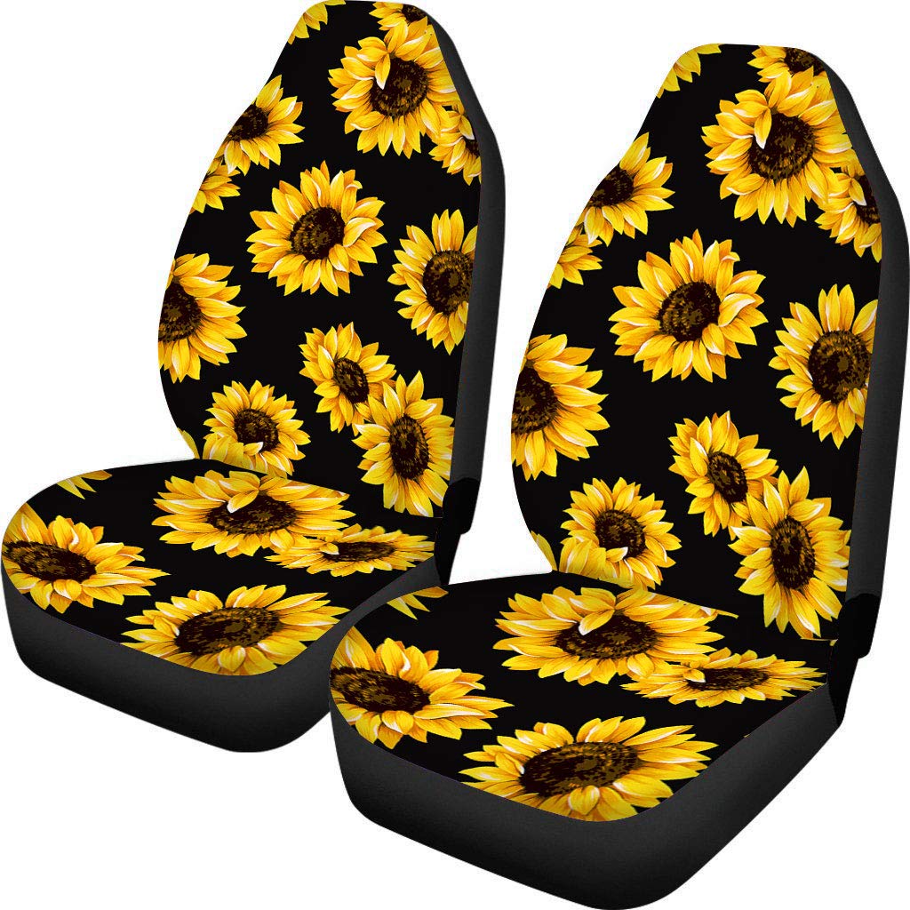 Amzbeauty Sunflower Printed Front Seat Cover 2 Pcs, Universal Vehicle Seat Protector Mat Covers, Fit Most Cars, Sedan, SUV, Van 