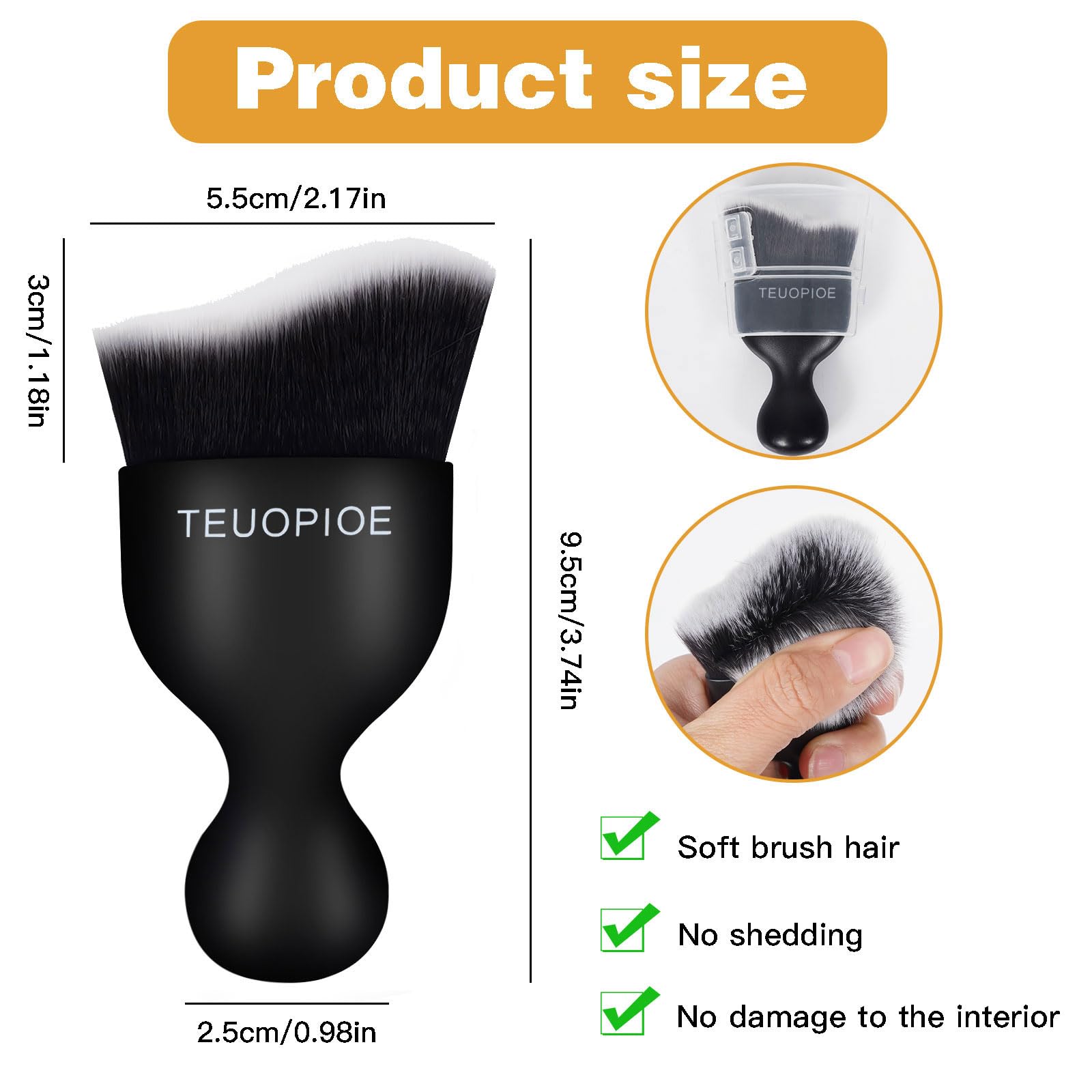 Teuopioe Car Interior Cleaning Brush, Car Duster Interior,Car Detailing Brush Dusting Brush,Car Interior Cleaning Tool, Auto Sof