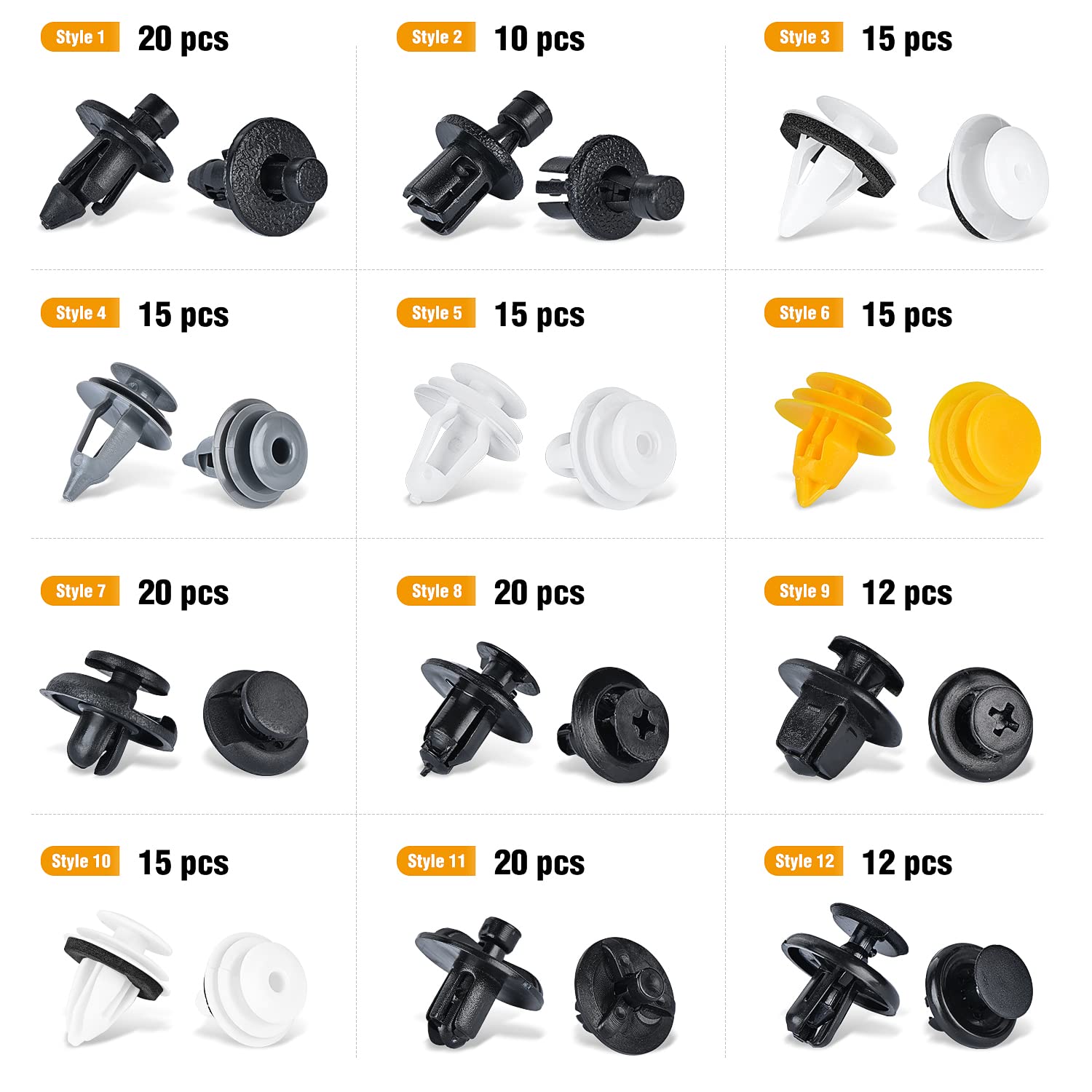 Gooacc 189Pcs Bumper Retainer Clips Car Plastic Rivets Fasteners Push Retainer Kit Most Popular Sizes Auto Push Pin Rivets Set -