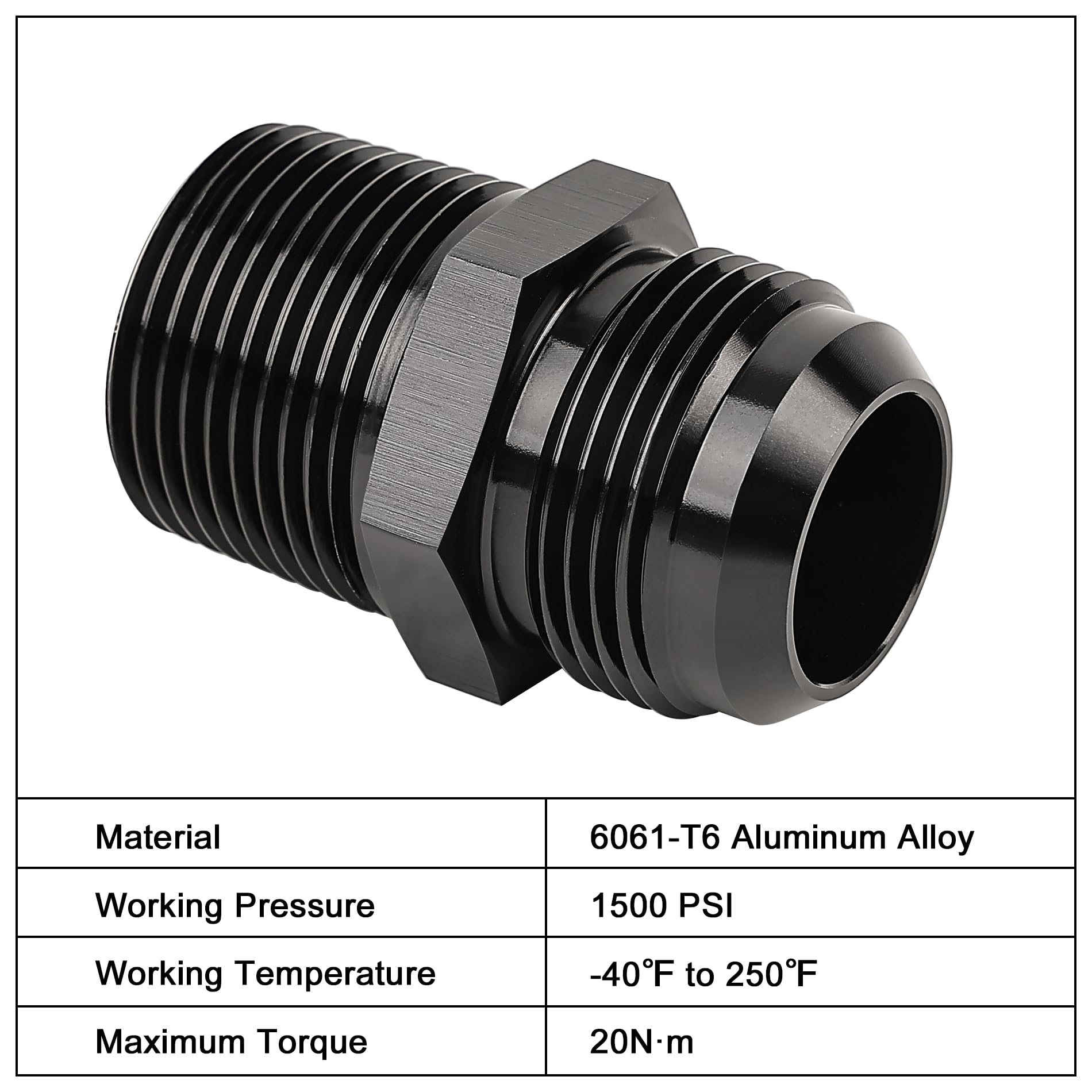 Evil Energy 16An Male Flare To 1 Npt Fitting Adapter Straight Aluminum Black