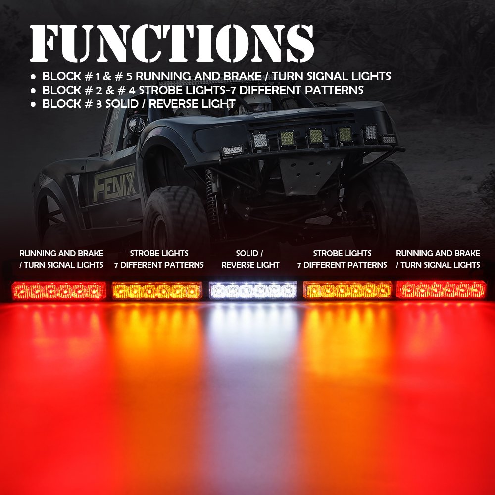 Xprite Upgraded 30'' Offroad Led Rear Chase Strobe Light Bar W/Brake Reverse Turn Signal Light For Polaris Rzr Xp 1000 900, Utv,