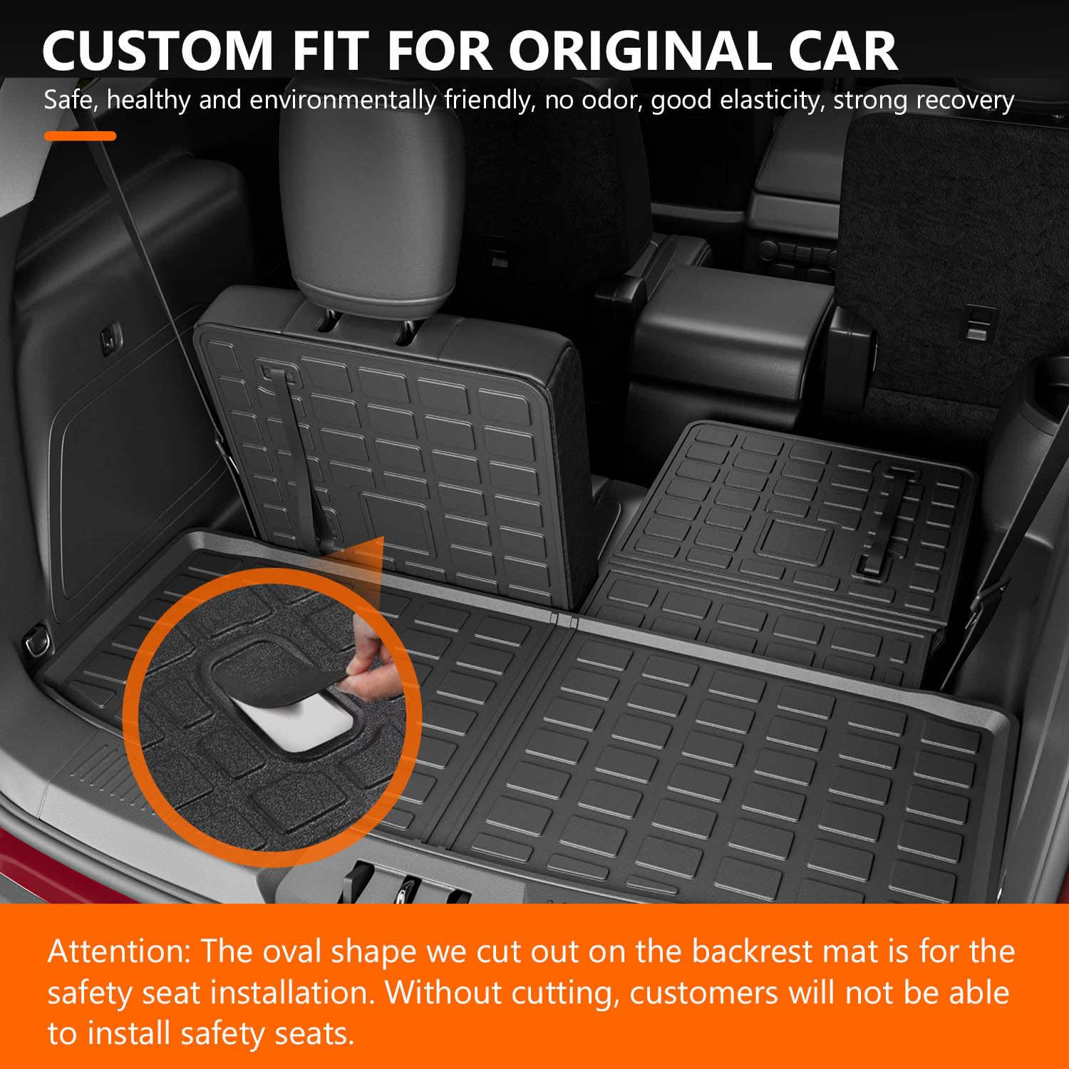 Powoq Floor Mat Compatible With 2020-2025 Ford Explorer 6&7 Seats Cargo Liner Backrest Mat Replacement For 2020 2021-2023 2024 2