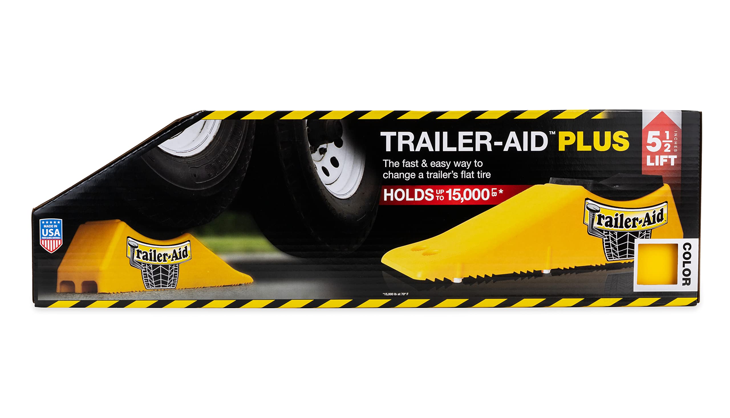 Trailer Aid Plus Tandem Tire Changing Ramp, The Fast And Easy Way To Change A Trailer'S Flat Tire, Holds Up To 15,000 Pounds, 5.5 Inch Lift (Yellow) (23) (21002)