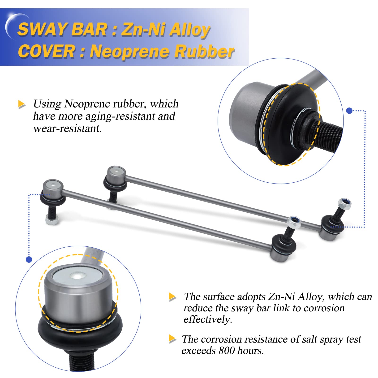 Zinc-Nickel Alloy Stabilizer Sway Bar Links For 2009-2017 Chevrolet Traverse 2008-2017 Buick Enclave 2007-2016 Gmc Acadia 2007-2