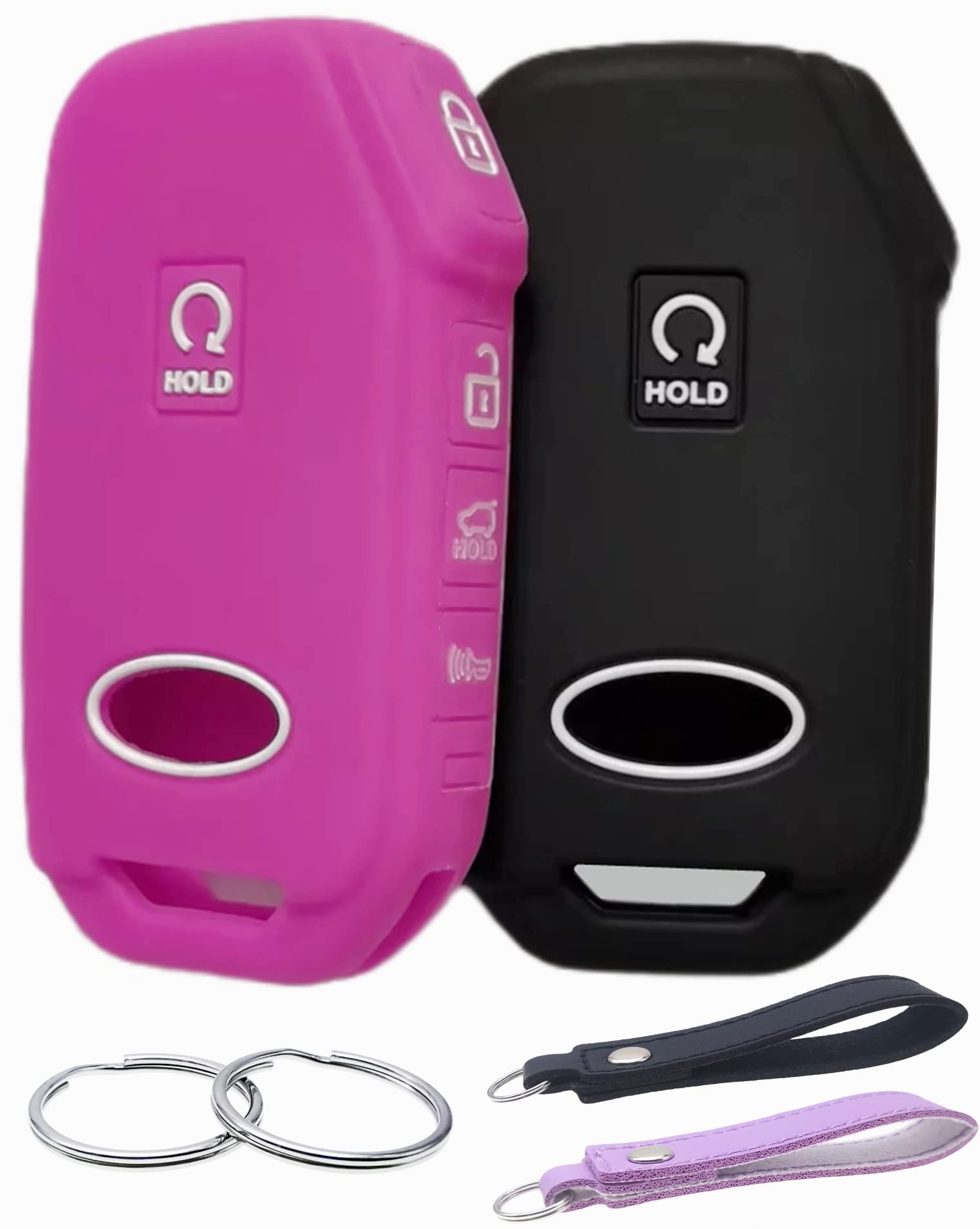 Reprotecting Silicone Rubber Key Fob Cover Compatible With 2022 2023 Kia Cadenza Forte Forte5 K5 Niro Rio Seltos Sorento Soul Sportage Stinger Telluride (Black Purple)