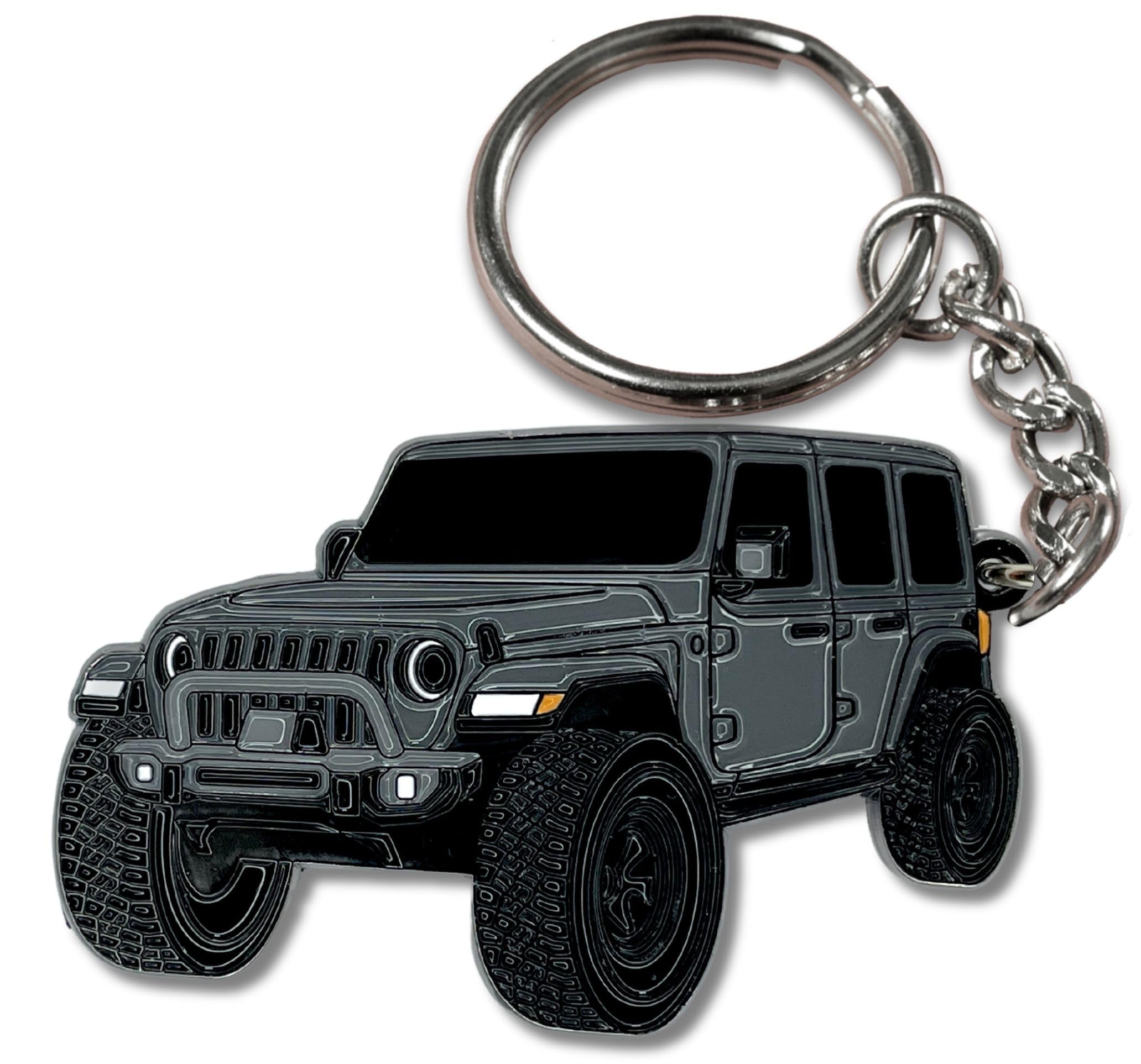 FOUR WHEEL BEAST Jeep Wrangler Keychain - Officially Licensed Jeep Rubicon Accessories JL Key Chain JKU 2024 2023 (Granite)