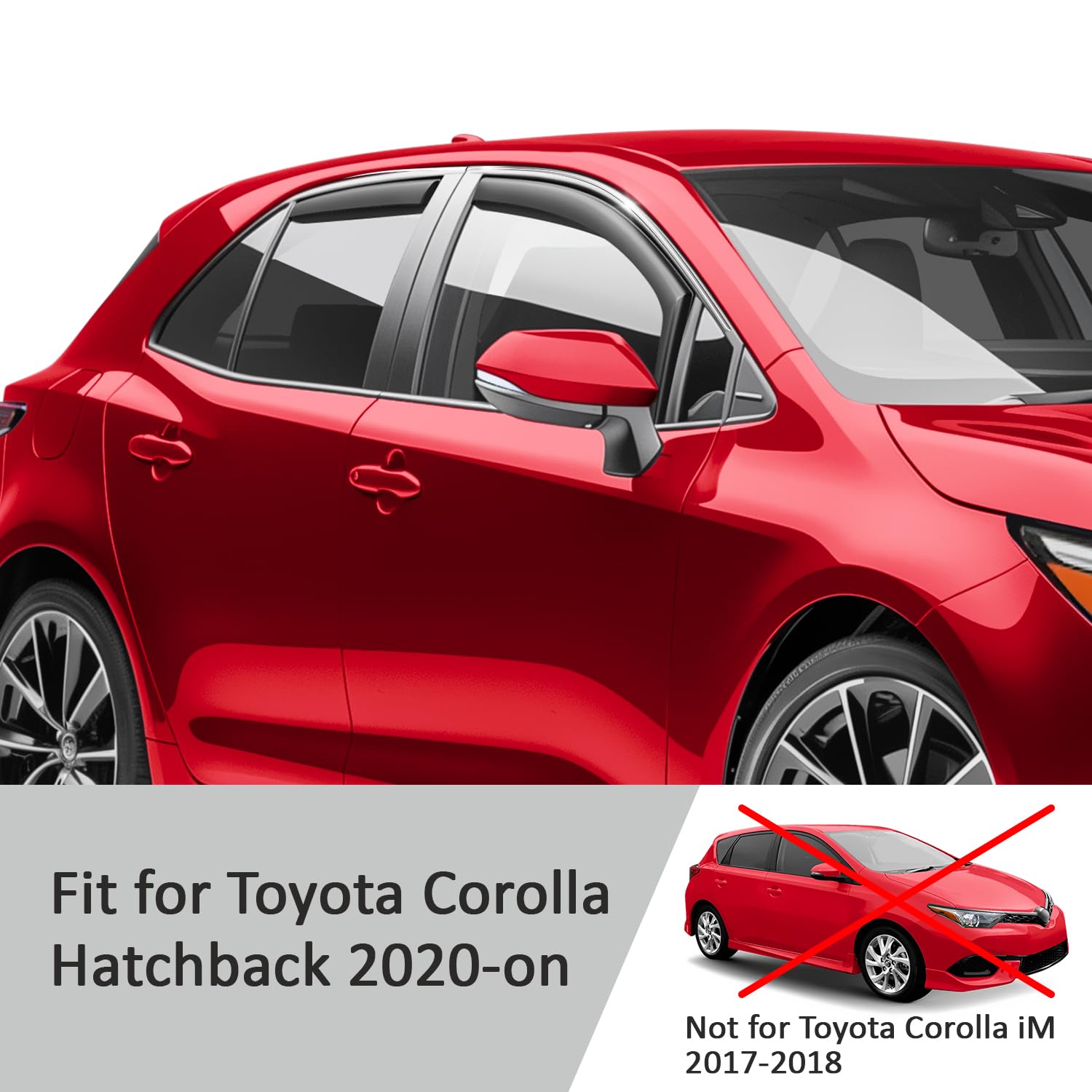 Voron Glass in-Channel Extra Durable Rain Guards for Toyota Corolla 2020-2025 Hatchback, Window Deflectors, Vent Window Visors,