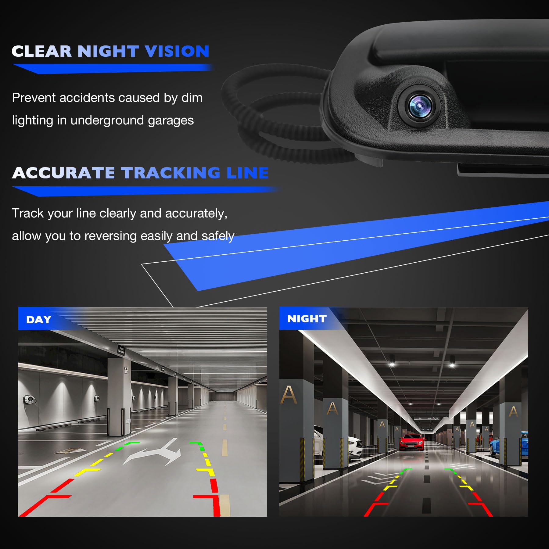 Misakomo Tailgate Handle Backup Camera - HD Color Night Vision, 170° Wide-Angle - Compatible with 2000-2006 Toyota Tundra SR5 Limited
